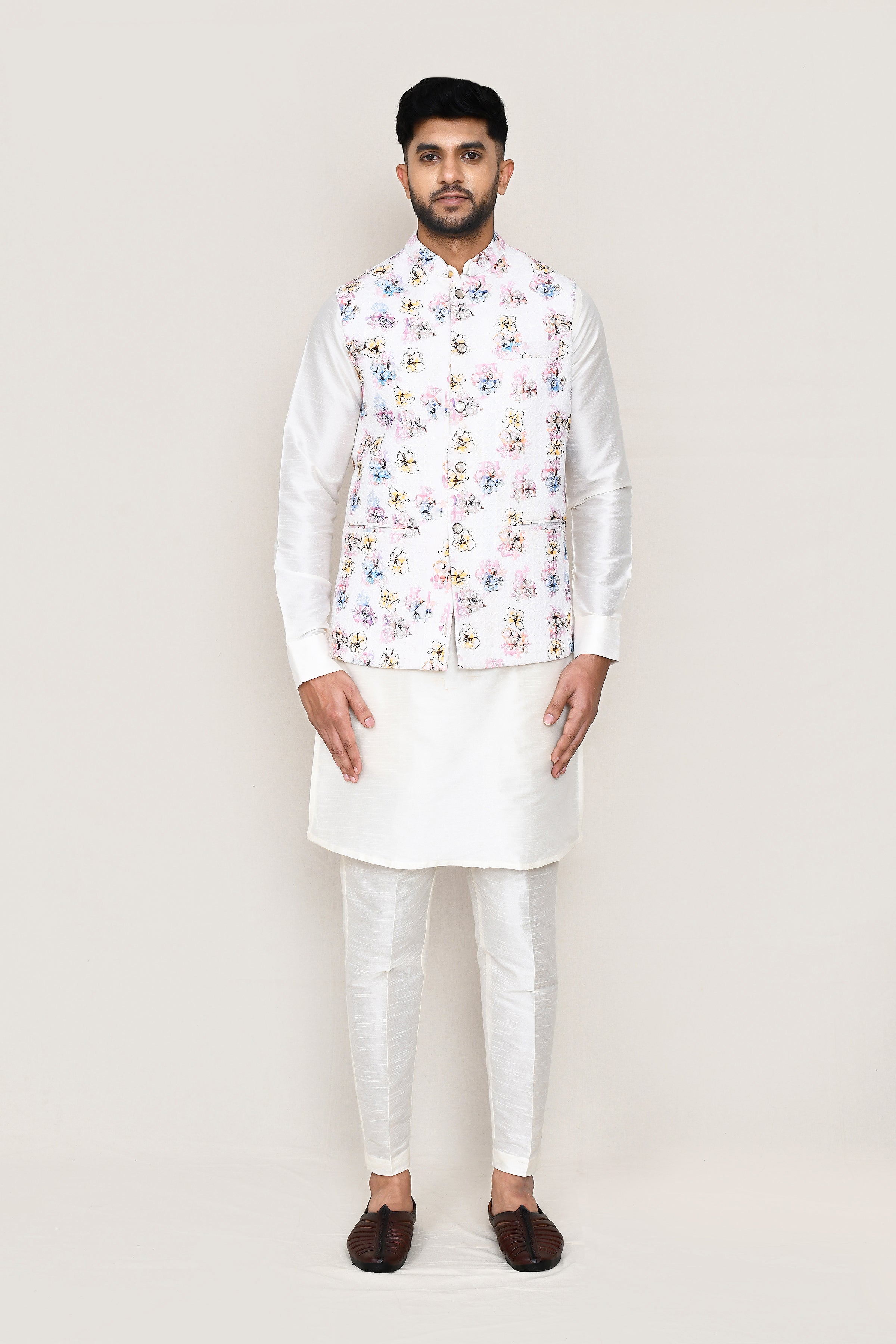 kurta, jacket with straight fit pant