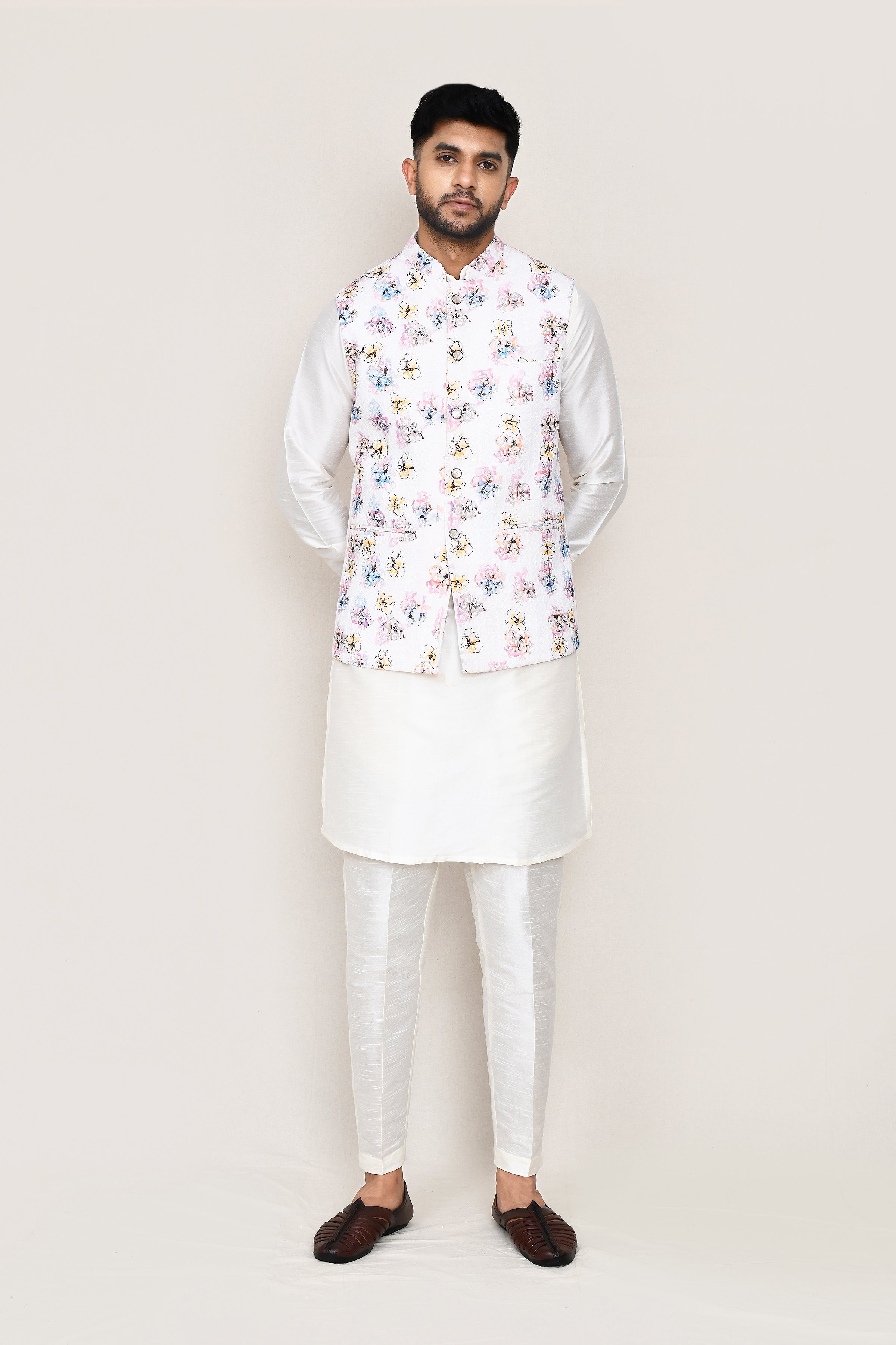 kurta, jacket with straight fit pant