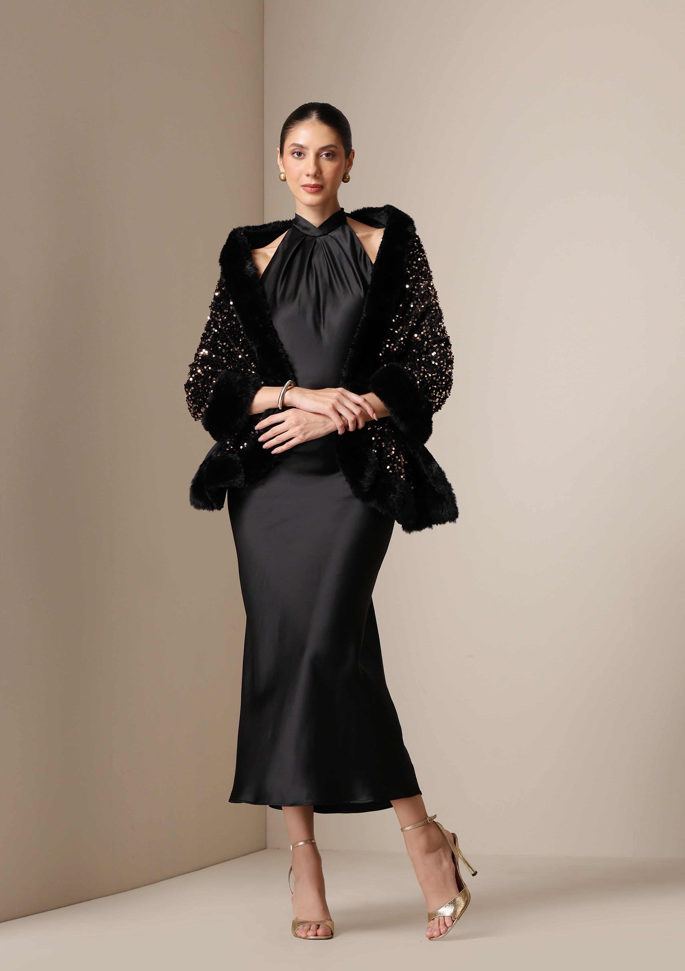 Dusala Midnight Luxe Vegan Fur Cape