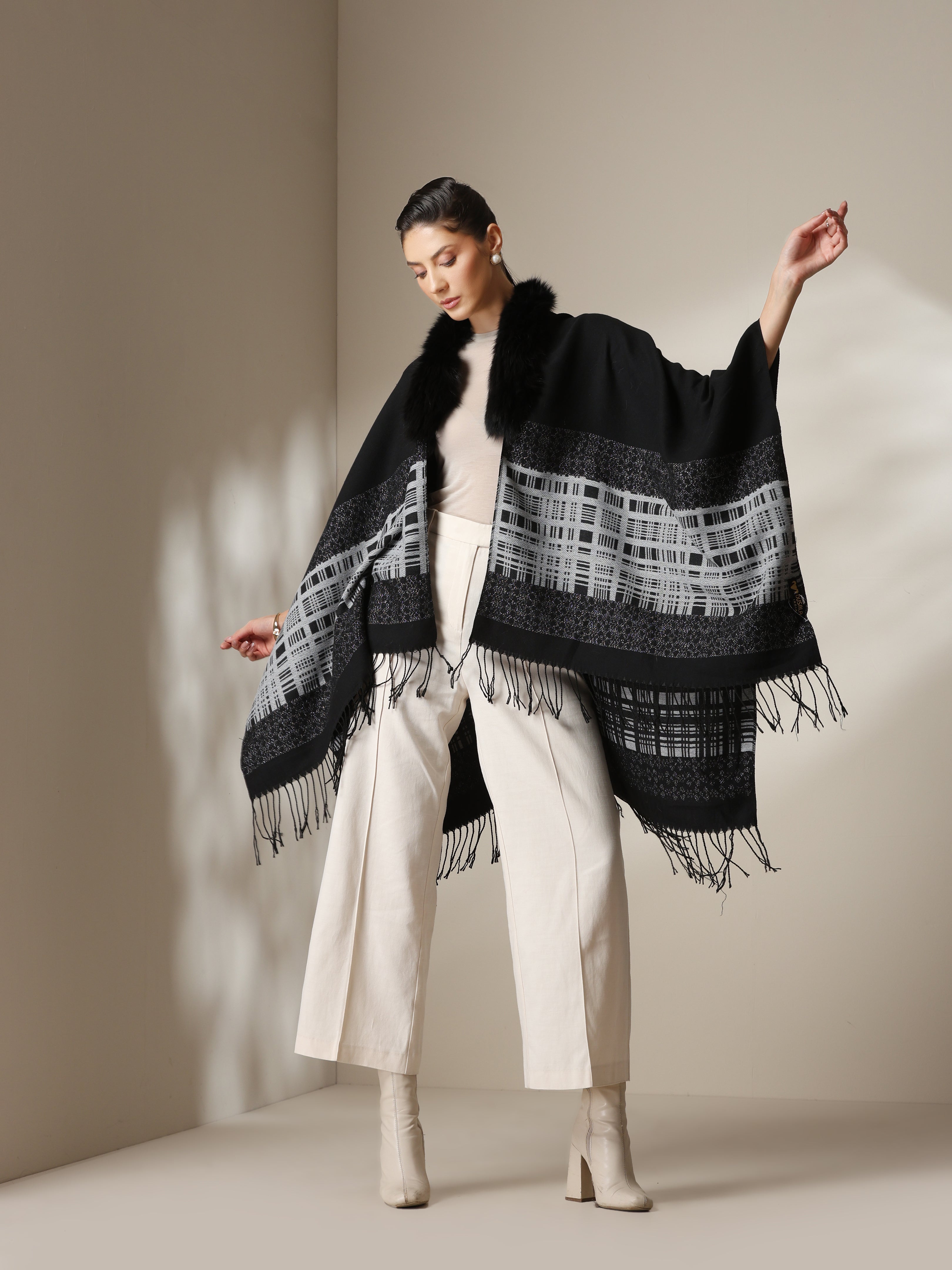 Dusala Noir Grace Vegan Fur Cape