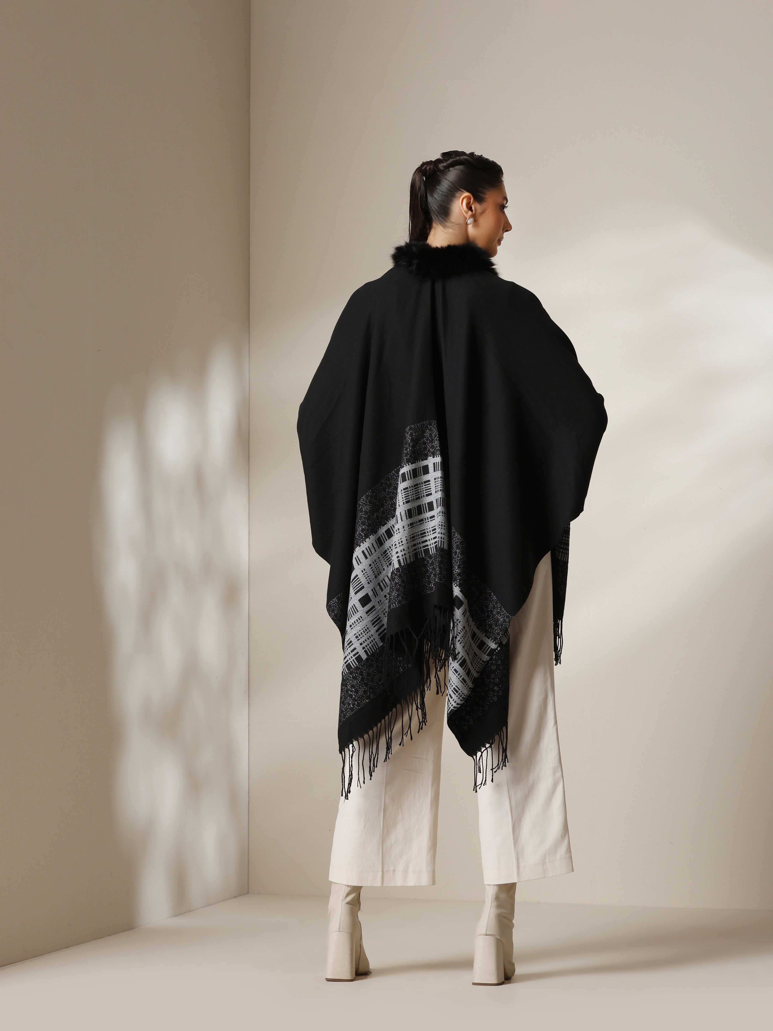 Dusala Noir Grace Vegan Fur Cape