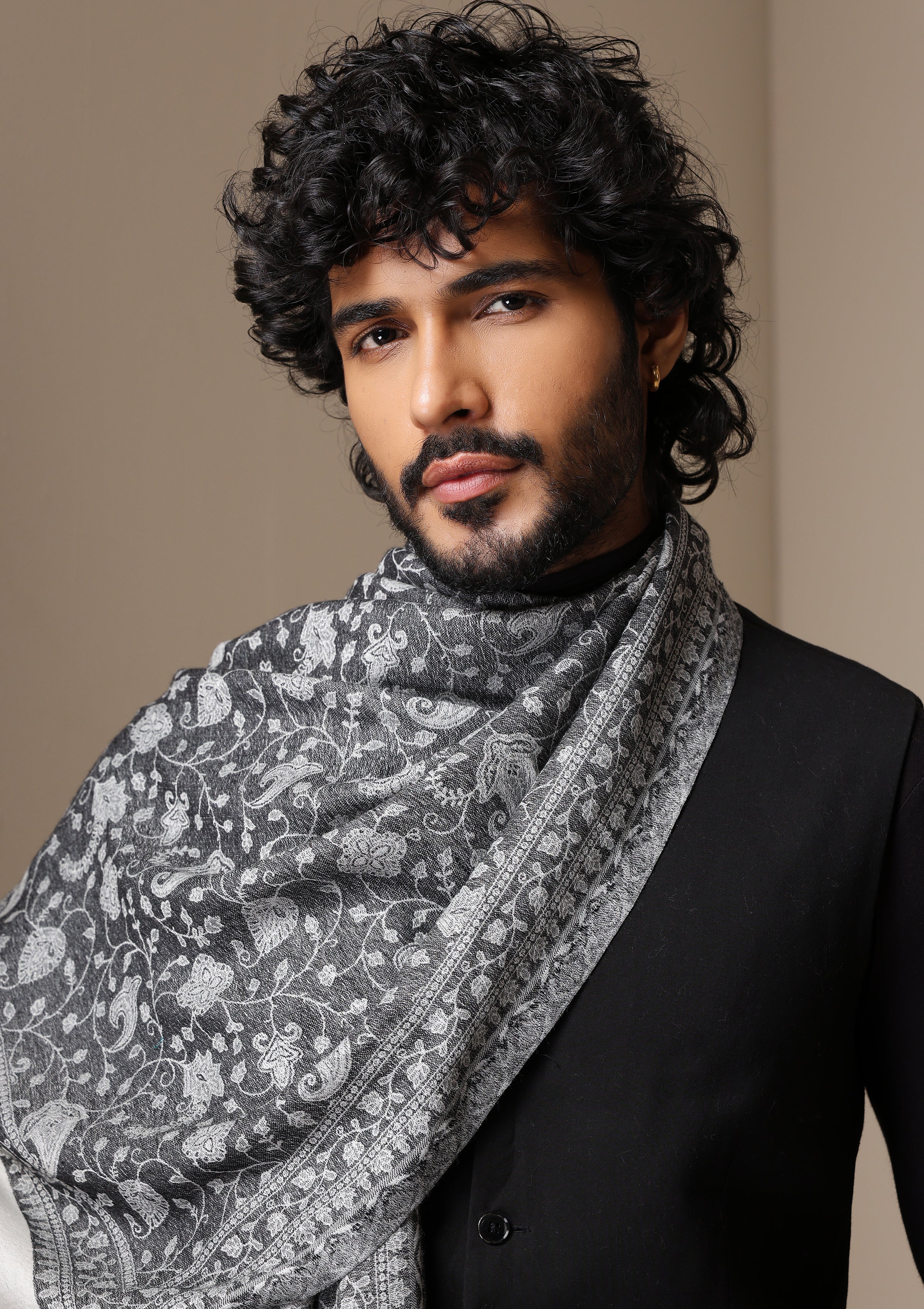 Dusala Silver Mist Pashmina blend Stole for Men & Women