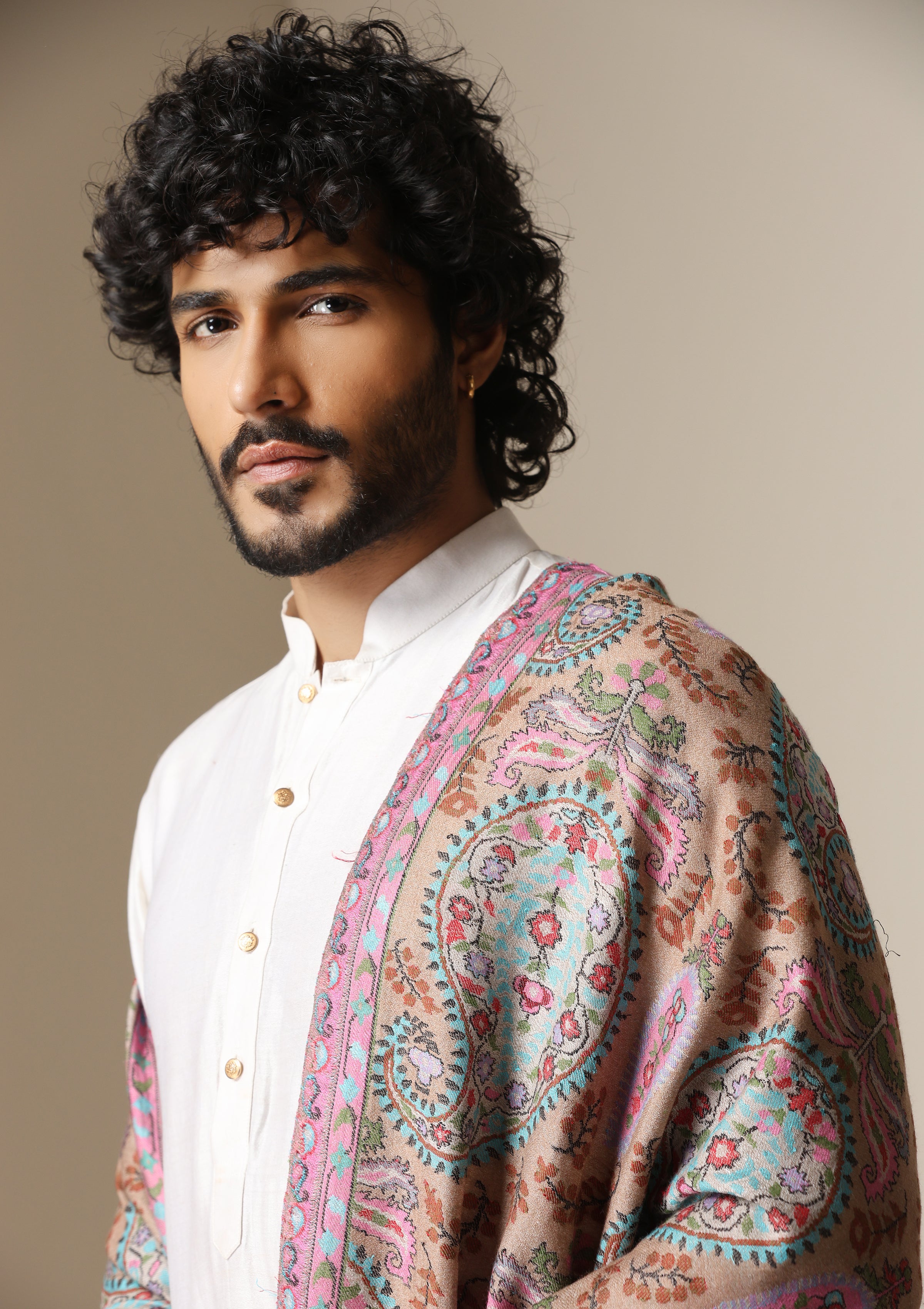 Dusala Blush Paisley Kani Shawl