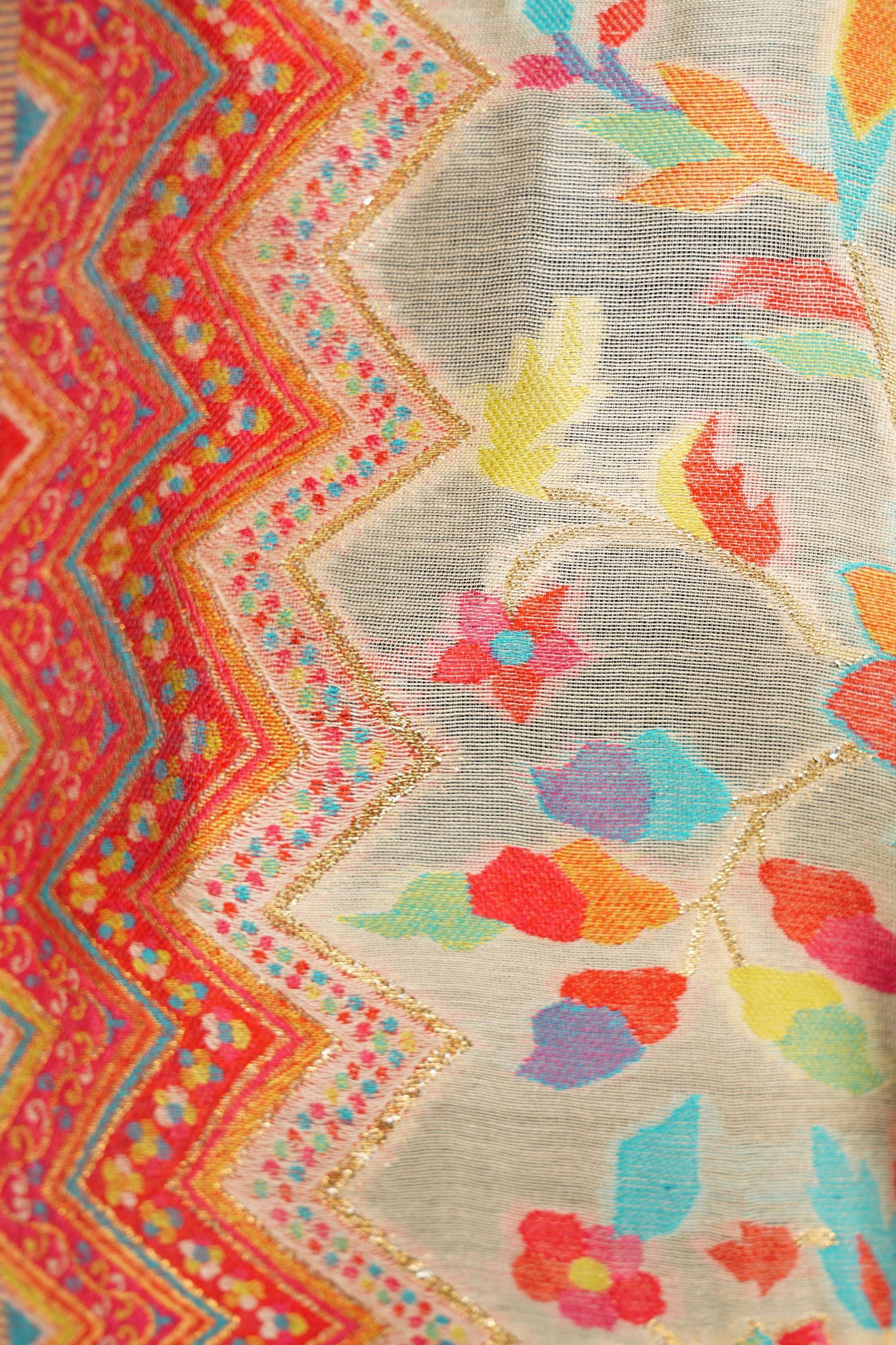 Cashmere multicolor kani weave shawl