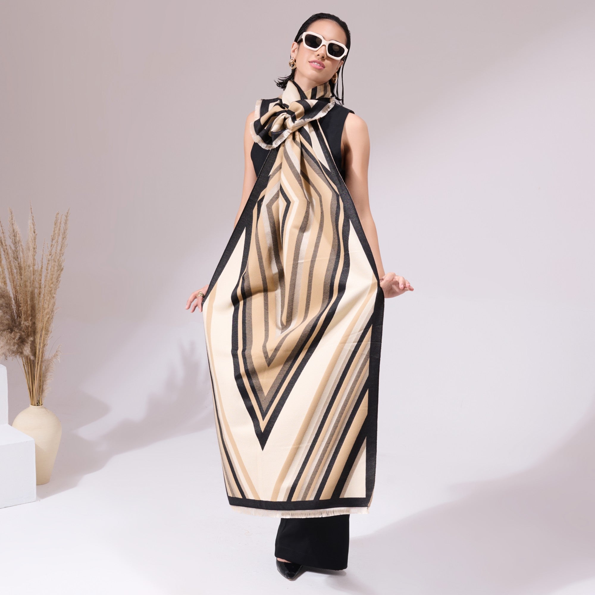 Serena Beige Heritage Cashmere Cape