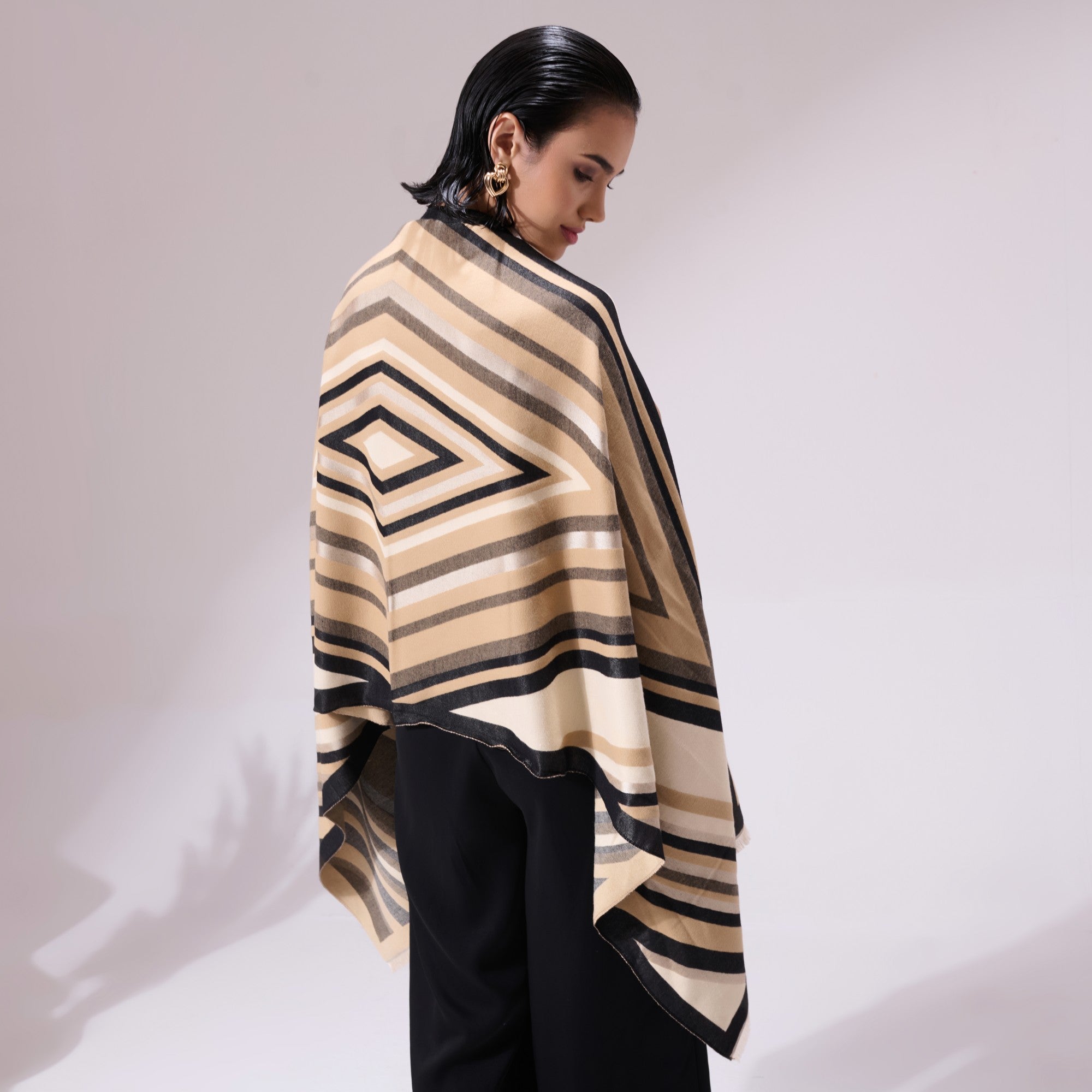 Serena Beige Heritage Cashmere Cape