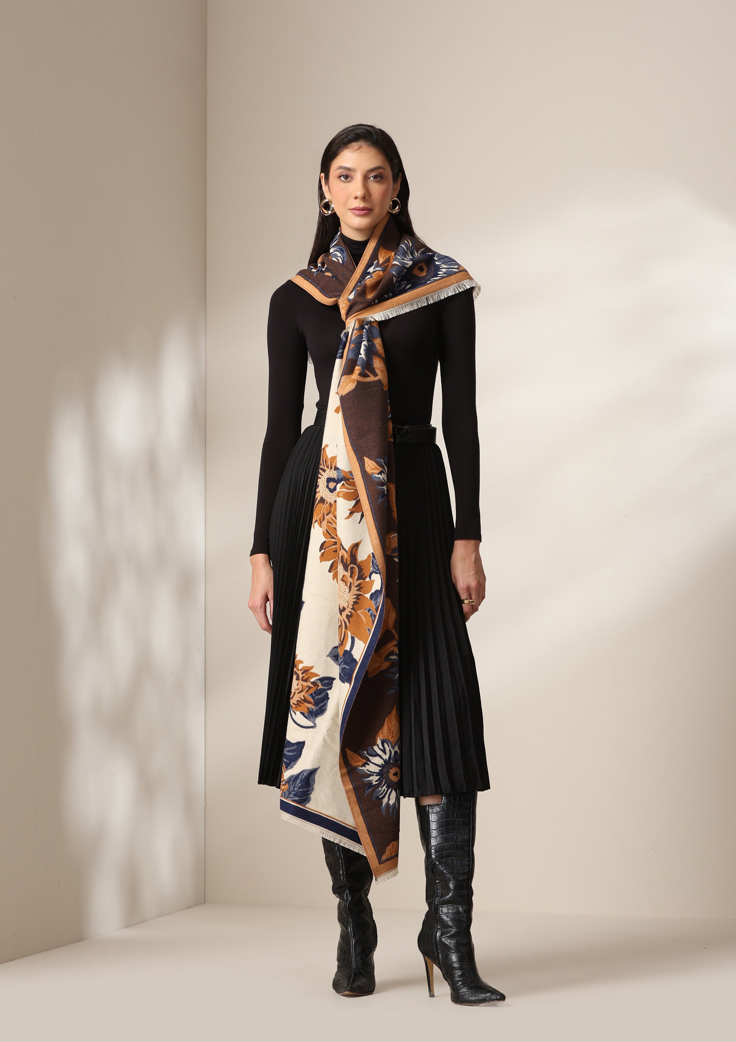 Golden Bloom Thick vegan cashmere Stoles