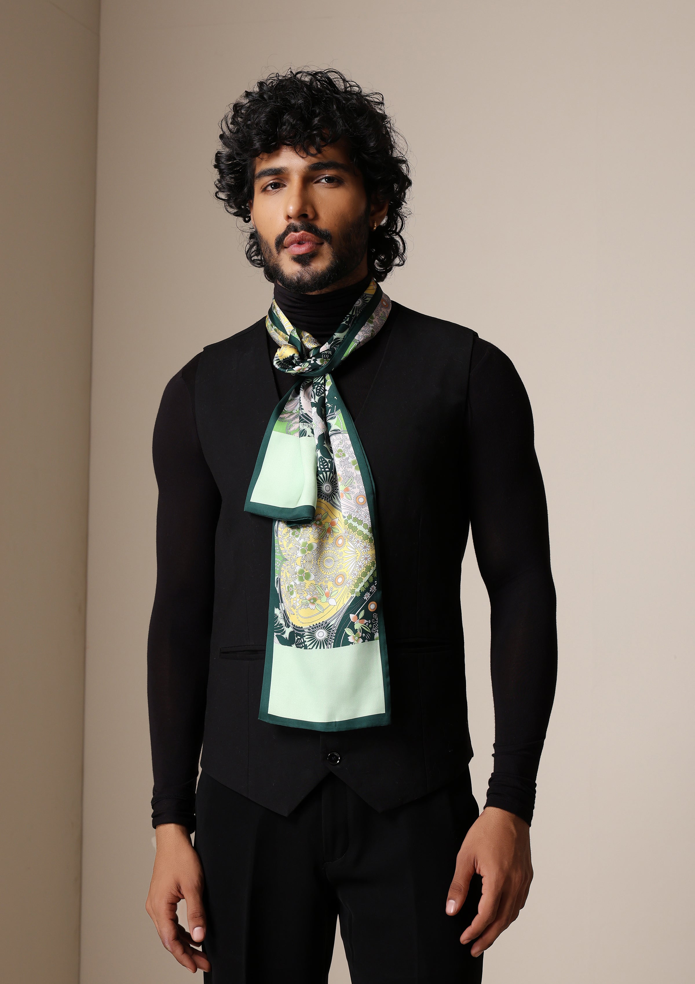 Dusala Emerald Flora Silk Scarf set