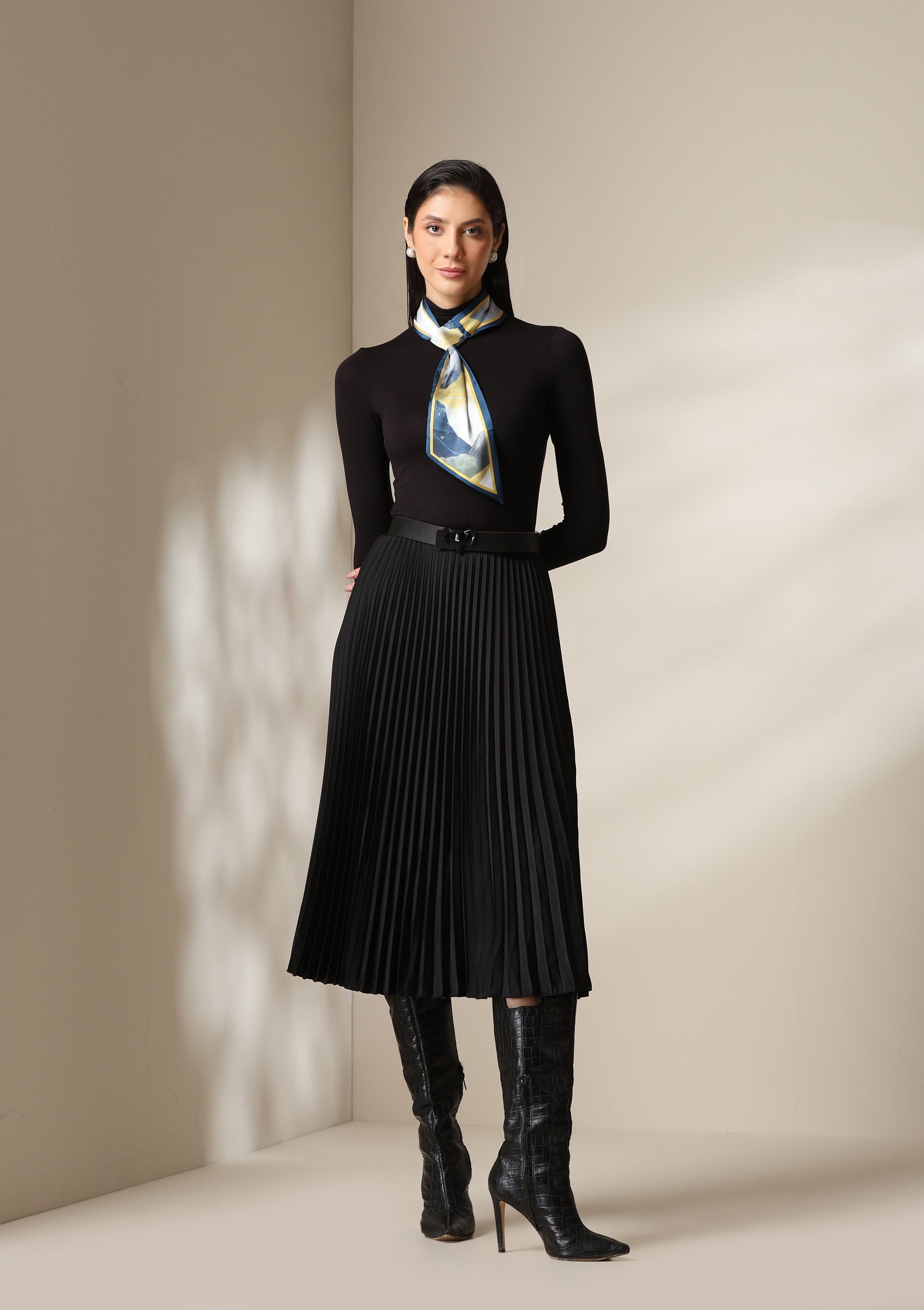 Dusala Midnight Peaks Silk Scarf set