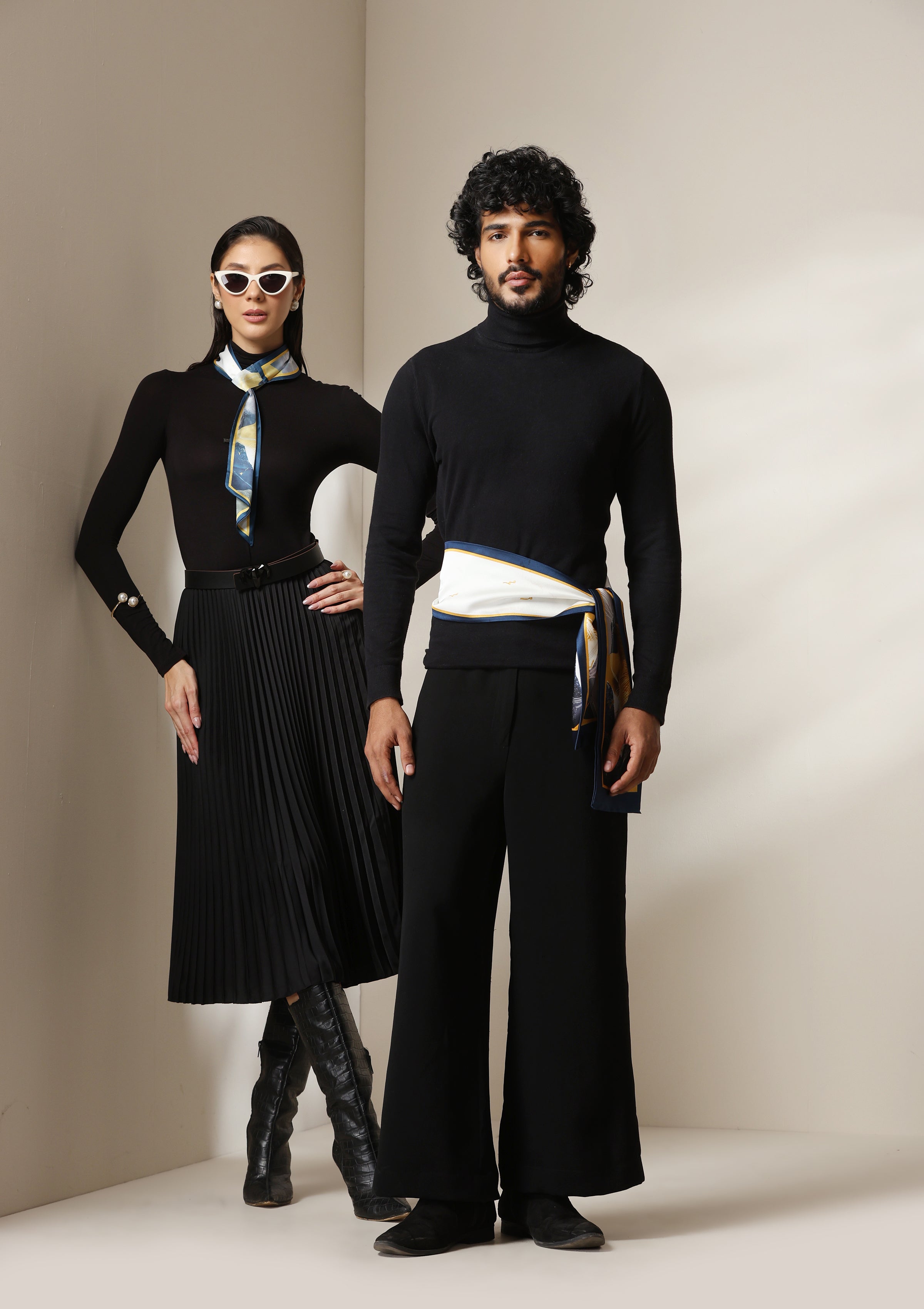 Dusala Midnight Peaks Silk Scarf set