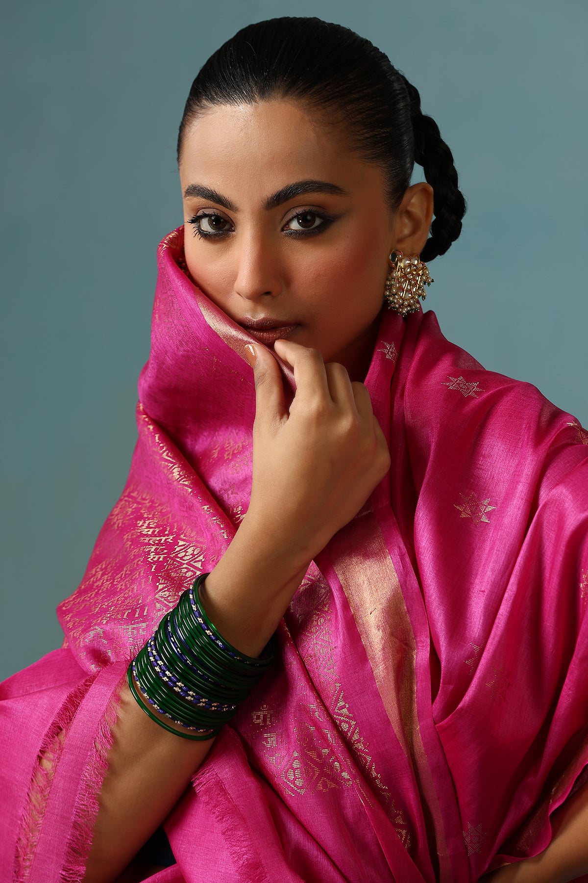 Blossom handwoven magenta Kosa Silk Mark saree