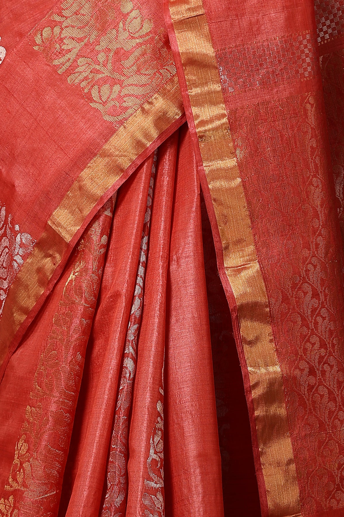Violet Handwoven Red Kosa Silk Mark Saree