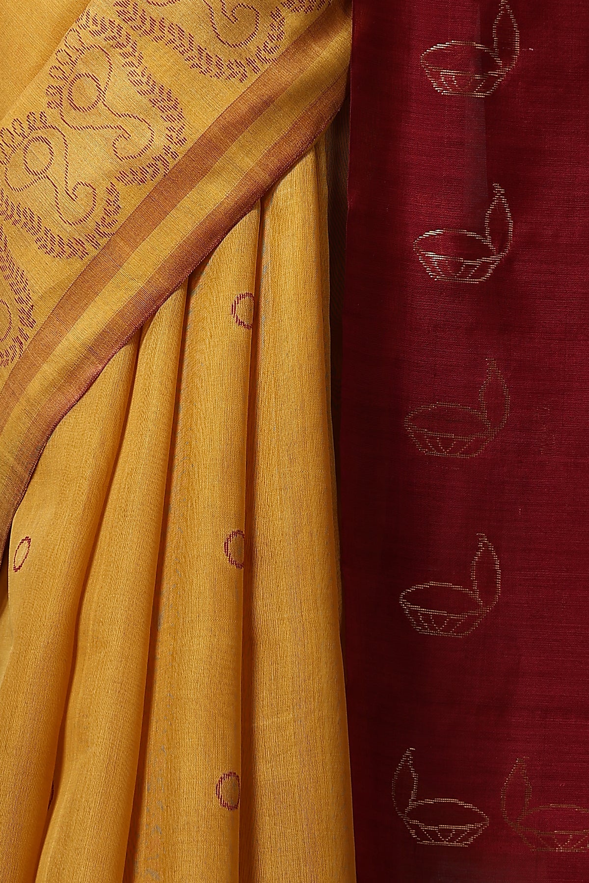 Gardenia Handwoven Mustard Kosa Silk Mark Saree