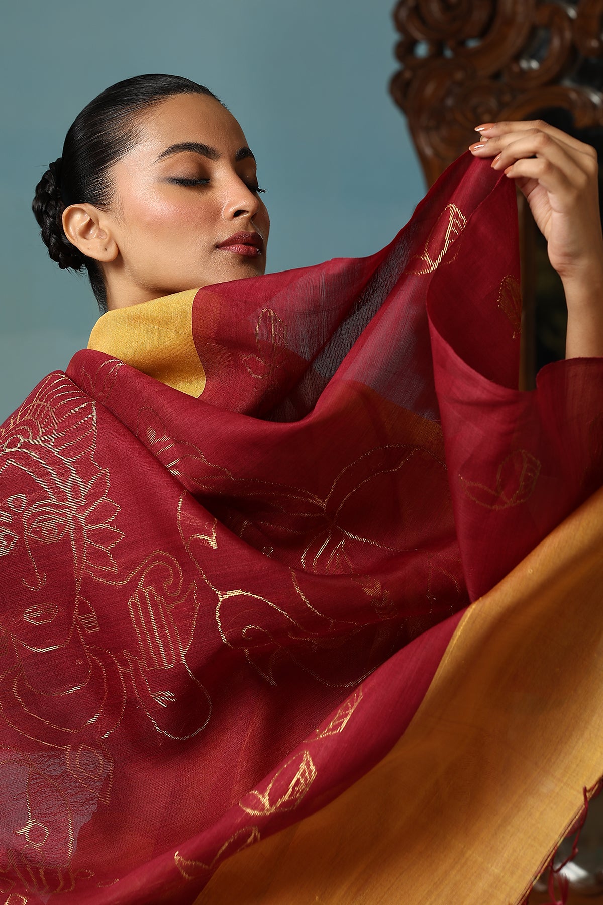 Gardenia Handwoven Mustard Kosa Silk Mark Saree