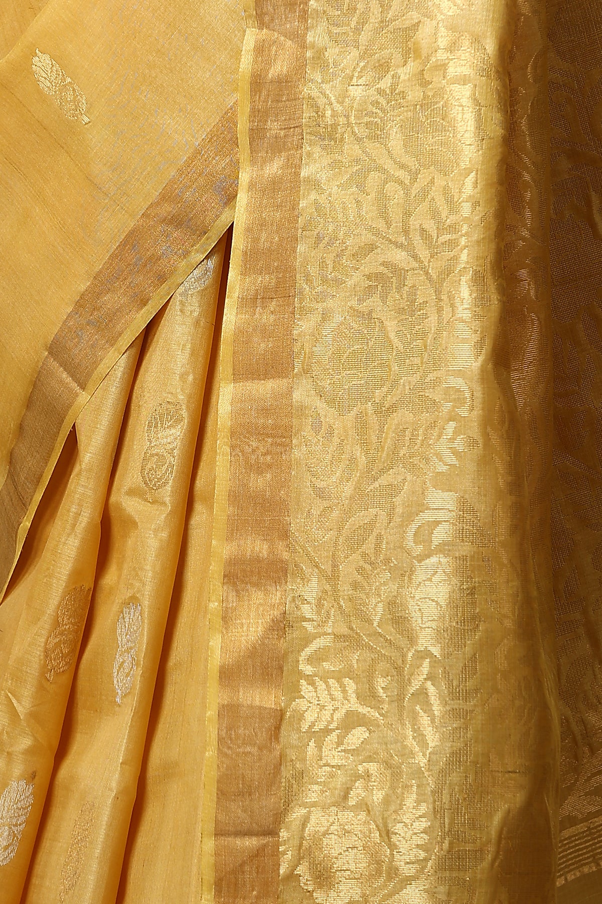 Marigold Handwoven Gold Kosa Silk Mark Saree