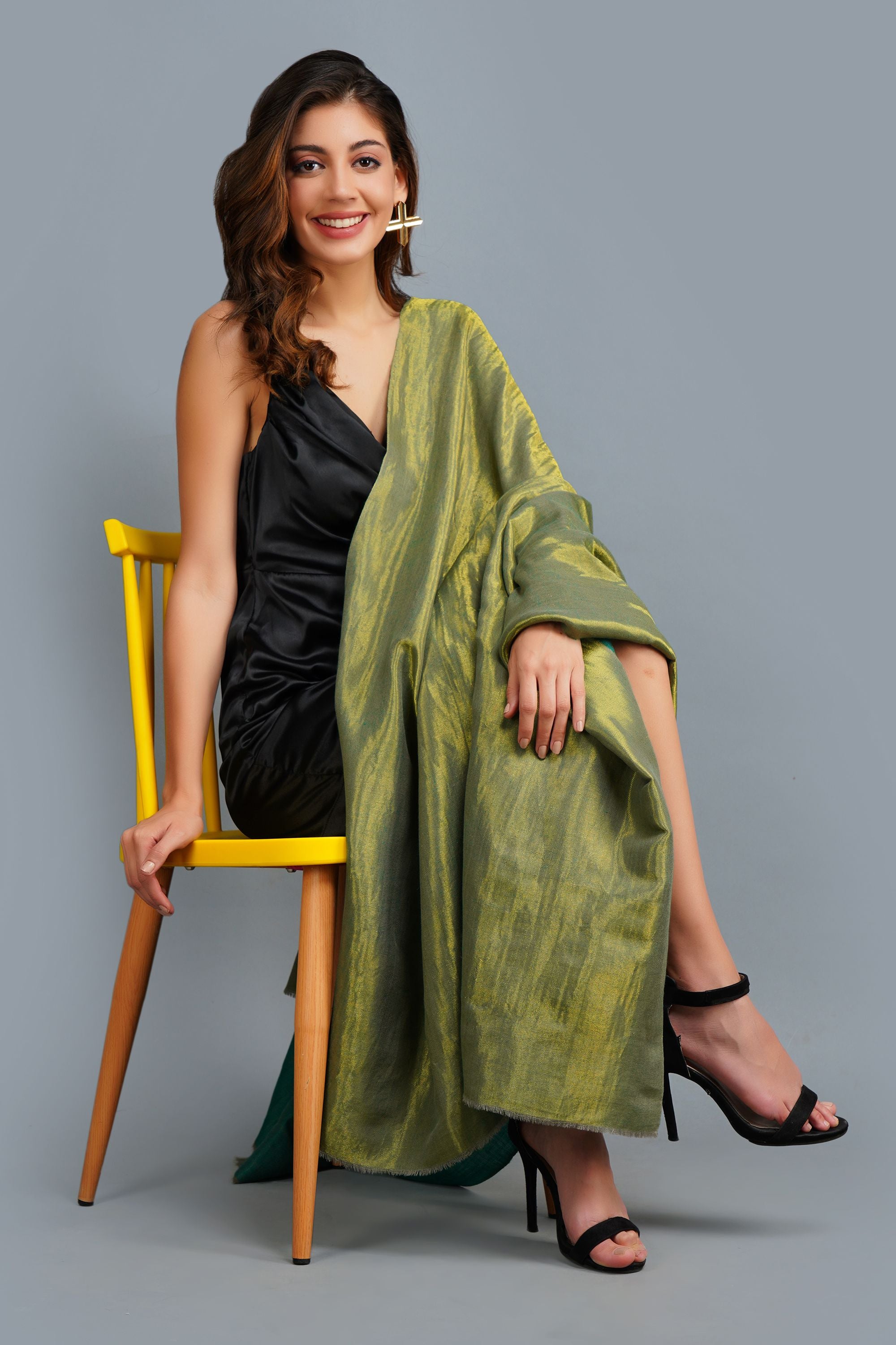 Handwoven Green Zari Pashmina Shawl