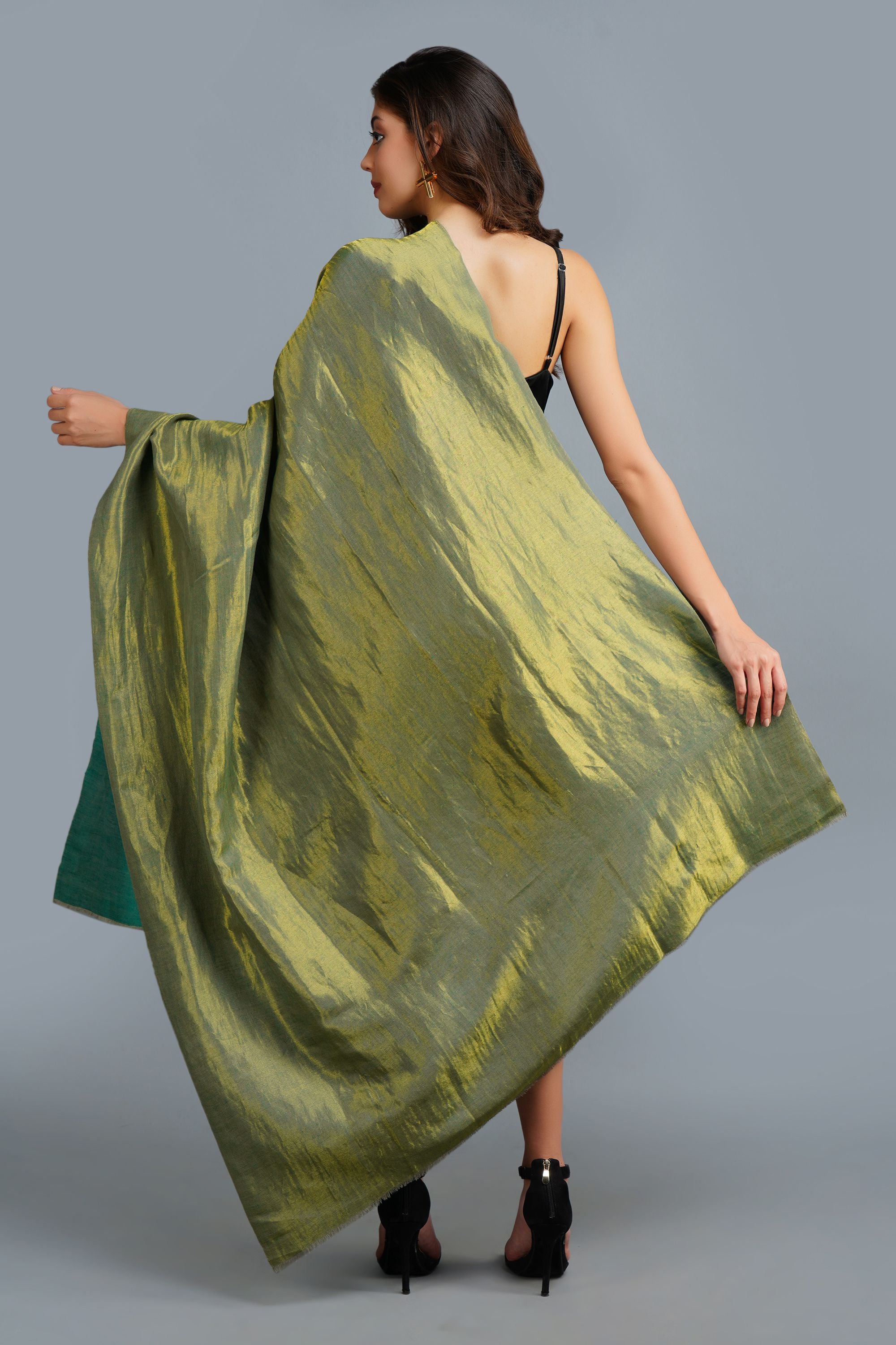Handwoven Green Zari Pashmina Shawl