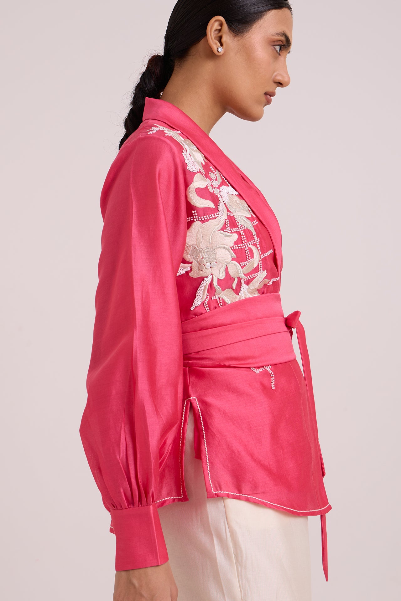 Petra - Wrap Blazer Top + Obi Belt + Pant Set