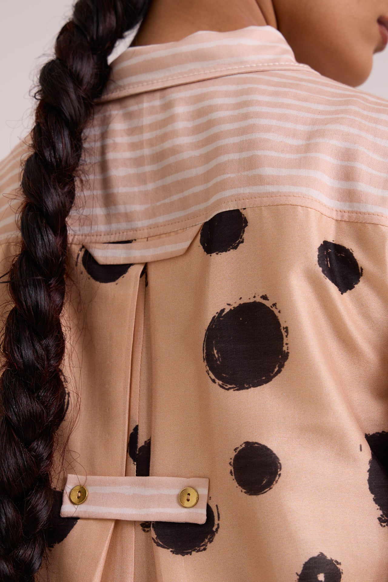 Philo - Almond Burst Back Drop Shirt Dress