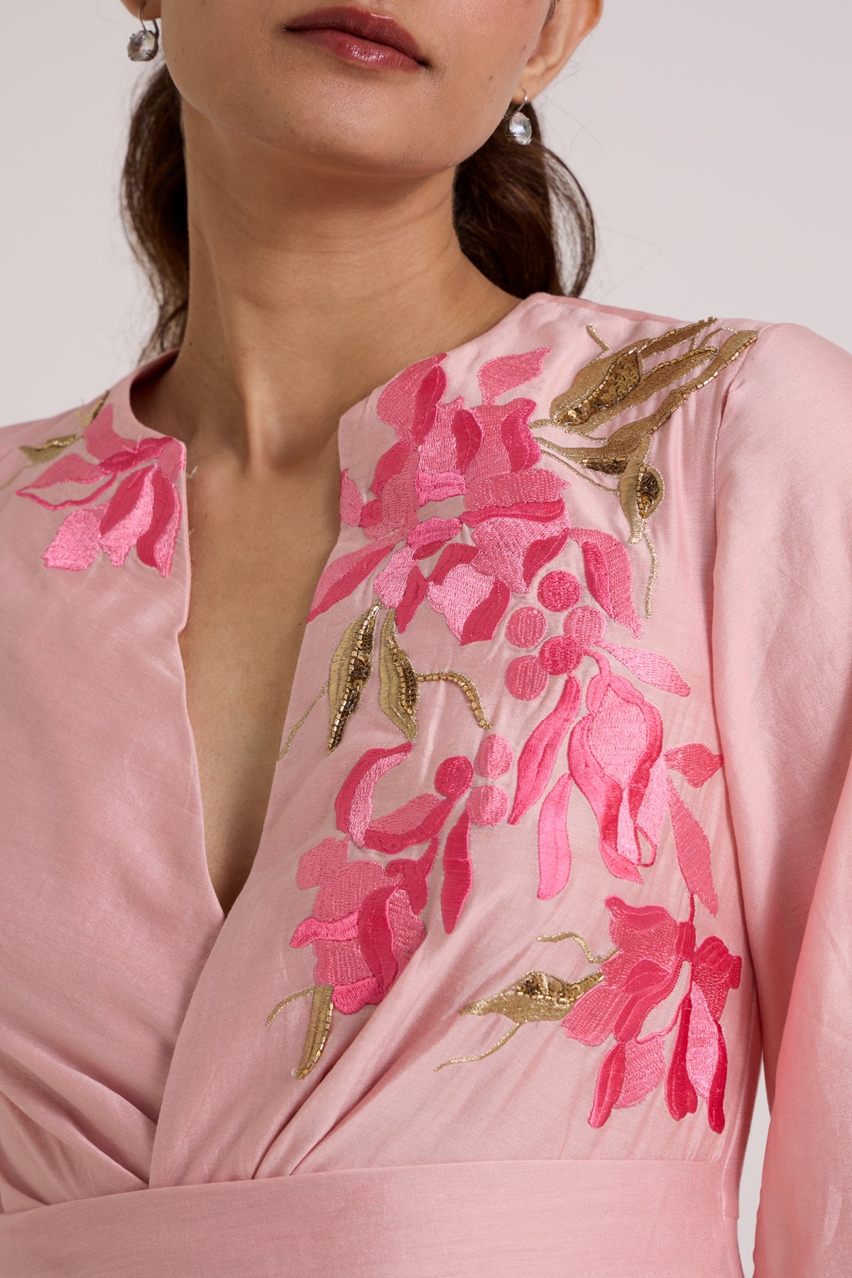 Ice Pink Mezlyn - Pinched Waist Midi Dress