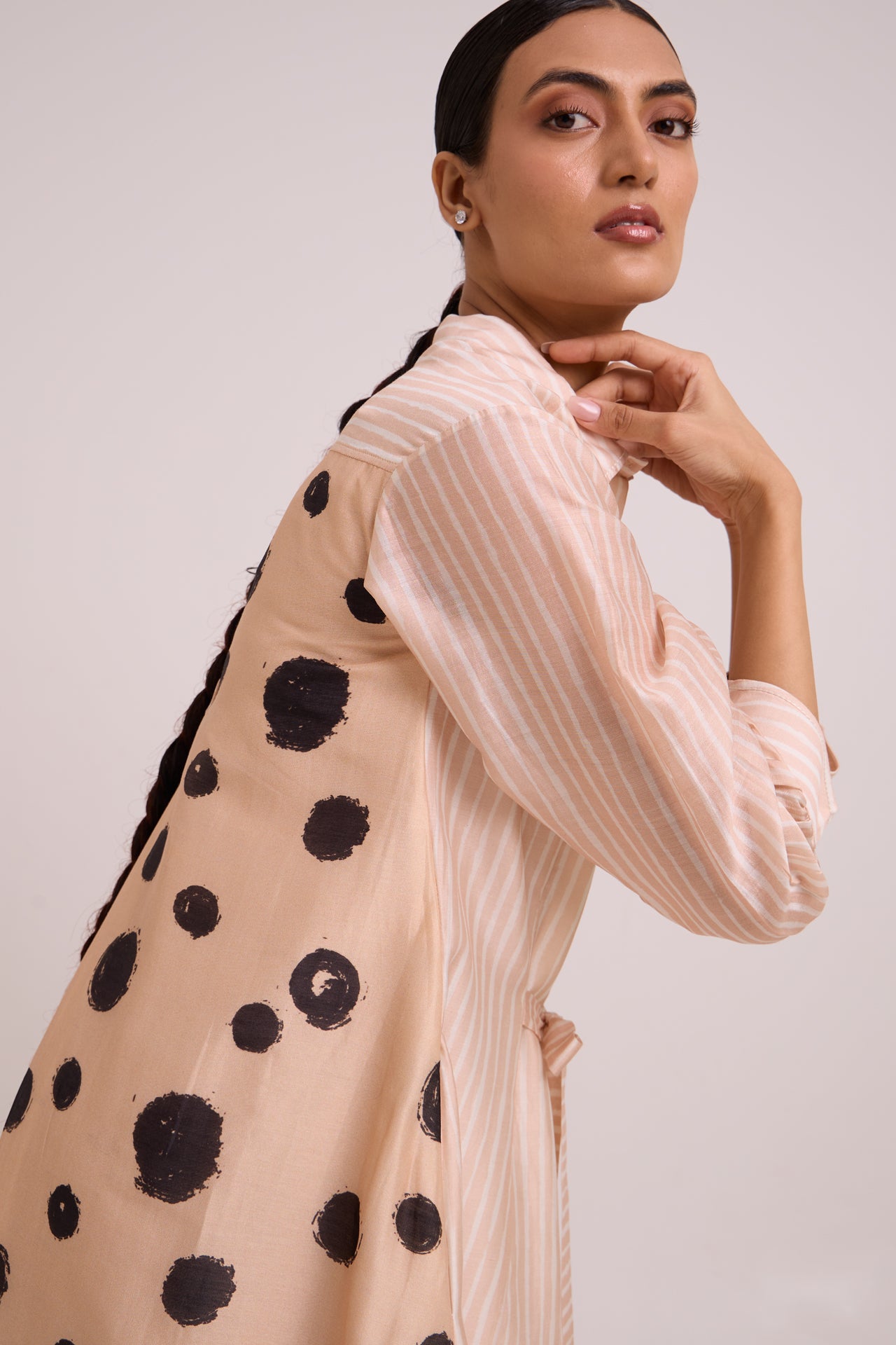 Philo - Almond Burst Back Drop Shirt Dress