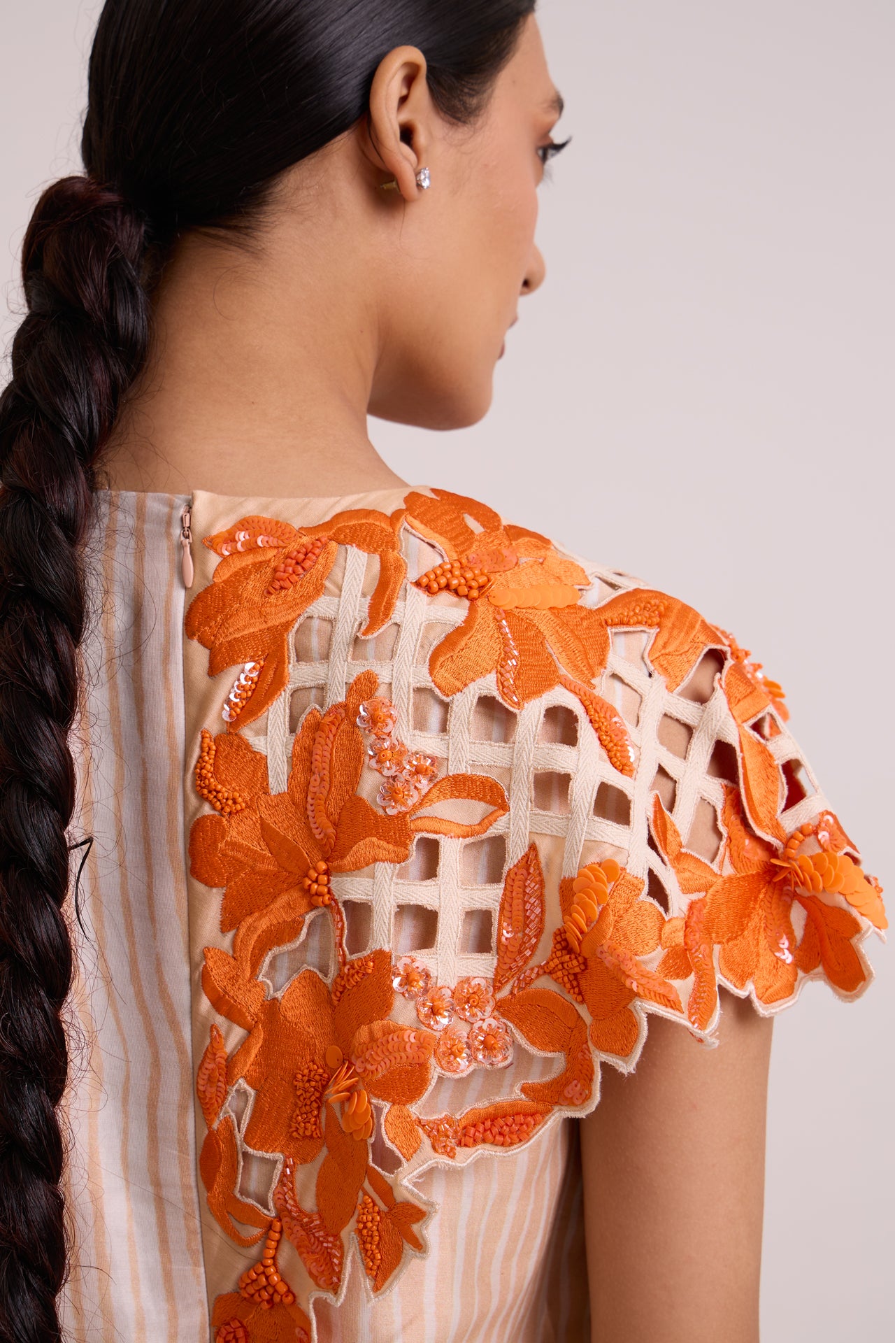 Kayo - Sunset & Almond Cutwork Short Dress