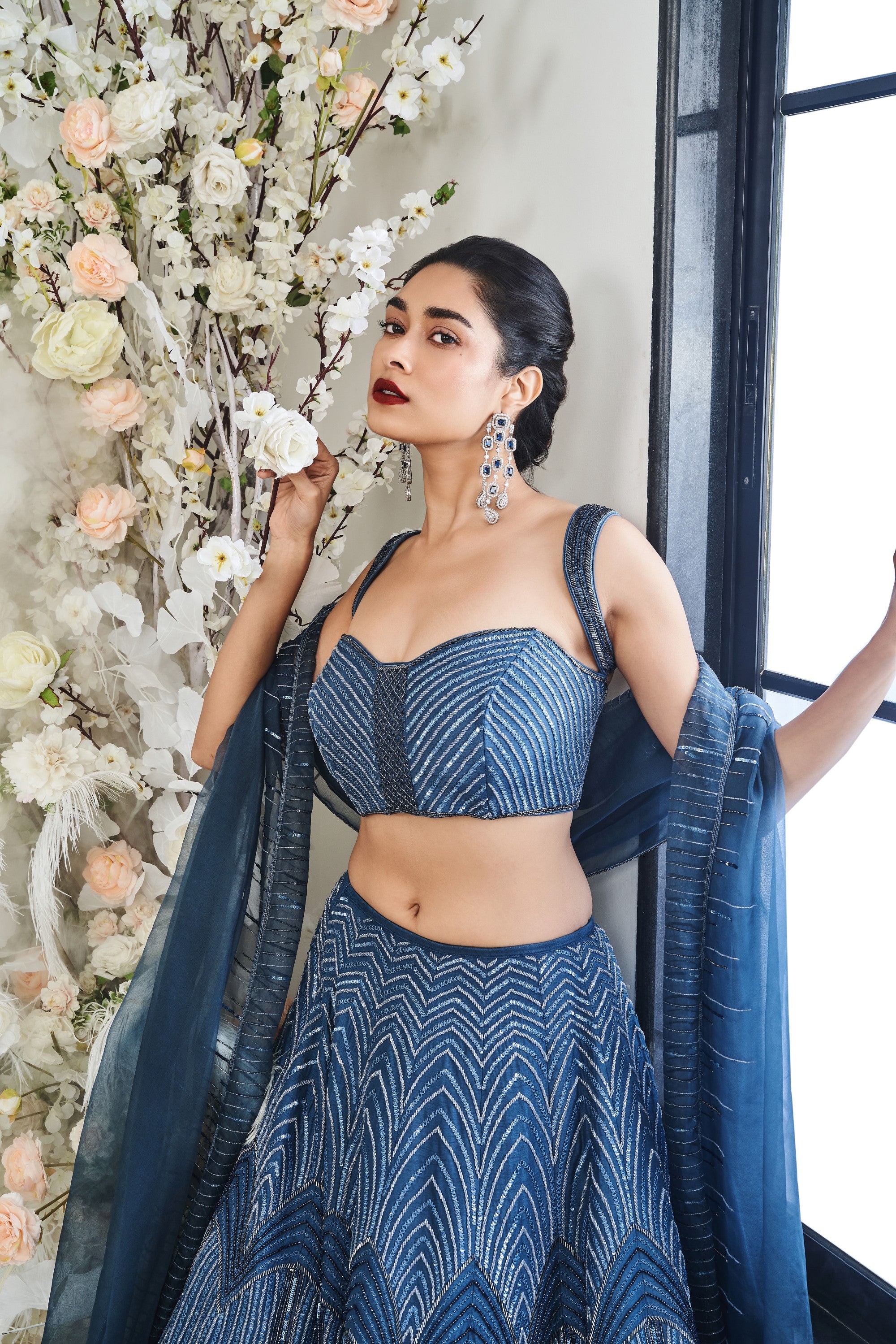 Blue Wood Bridal Lehenga Set