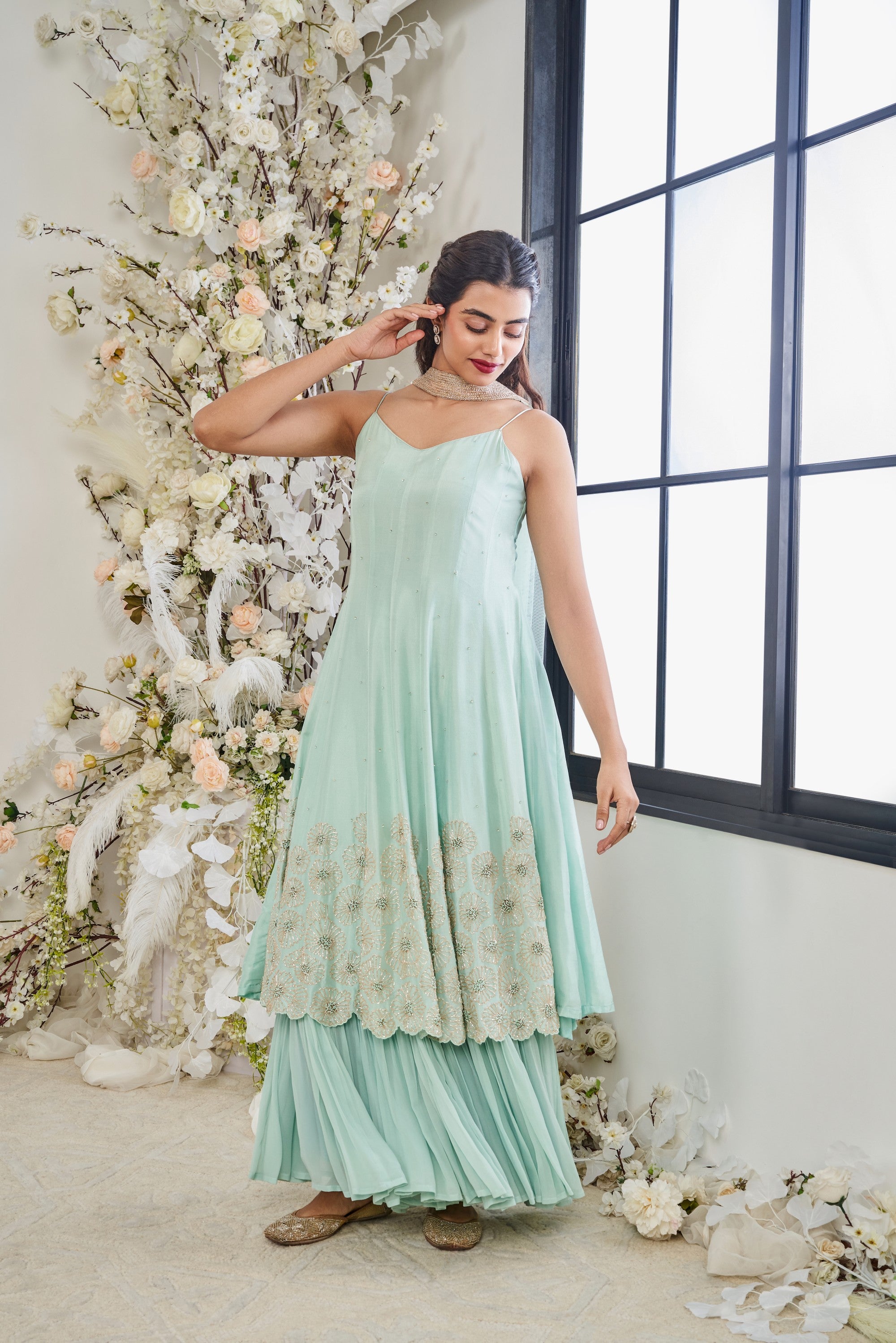 Turq Kalidar Embroidered Anarkali Set