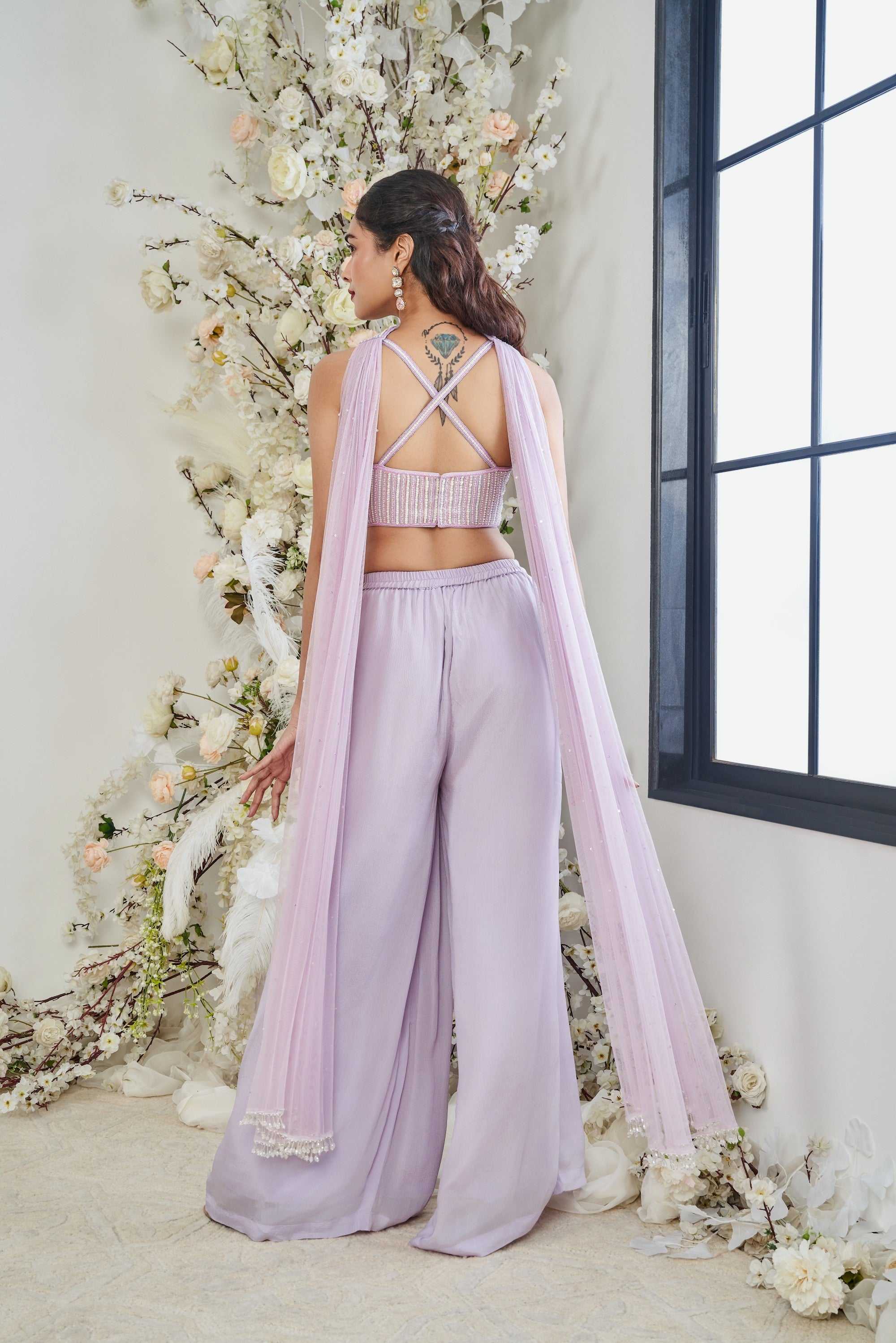 Shimmer Lilac Embroidered 3-Piece Set