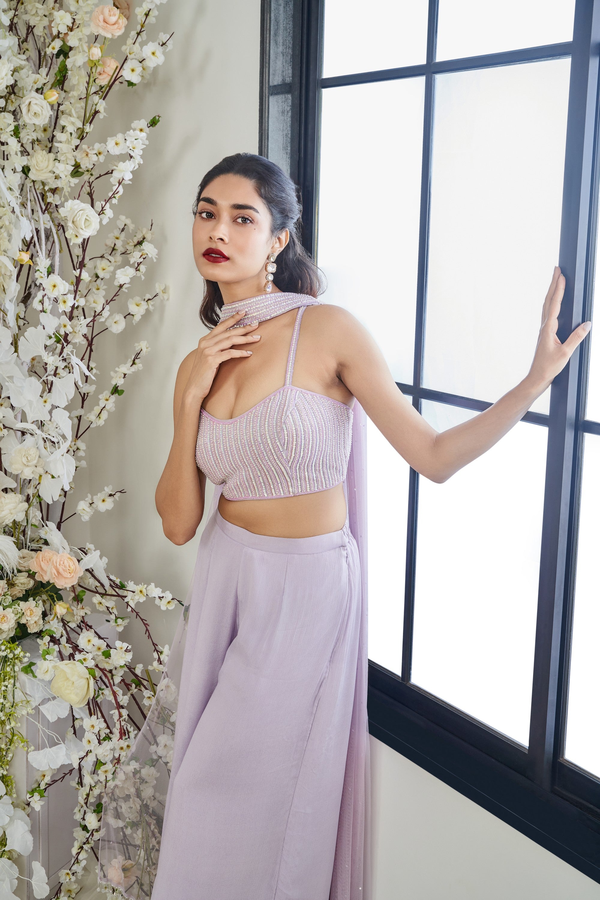 Shimmer Lilac Embroidered 3-Piece Set