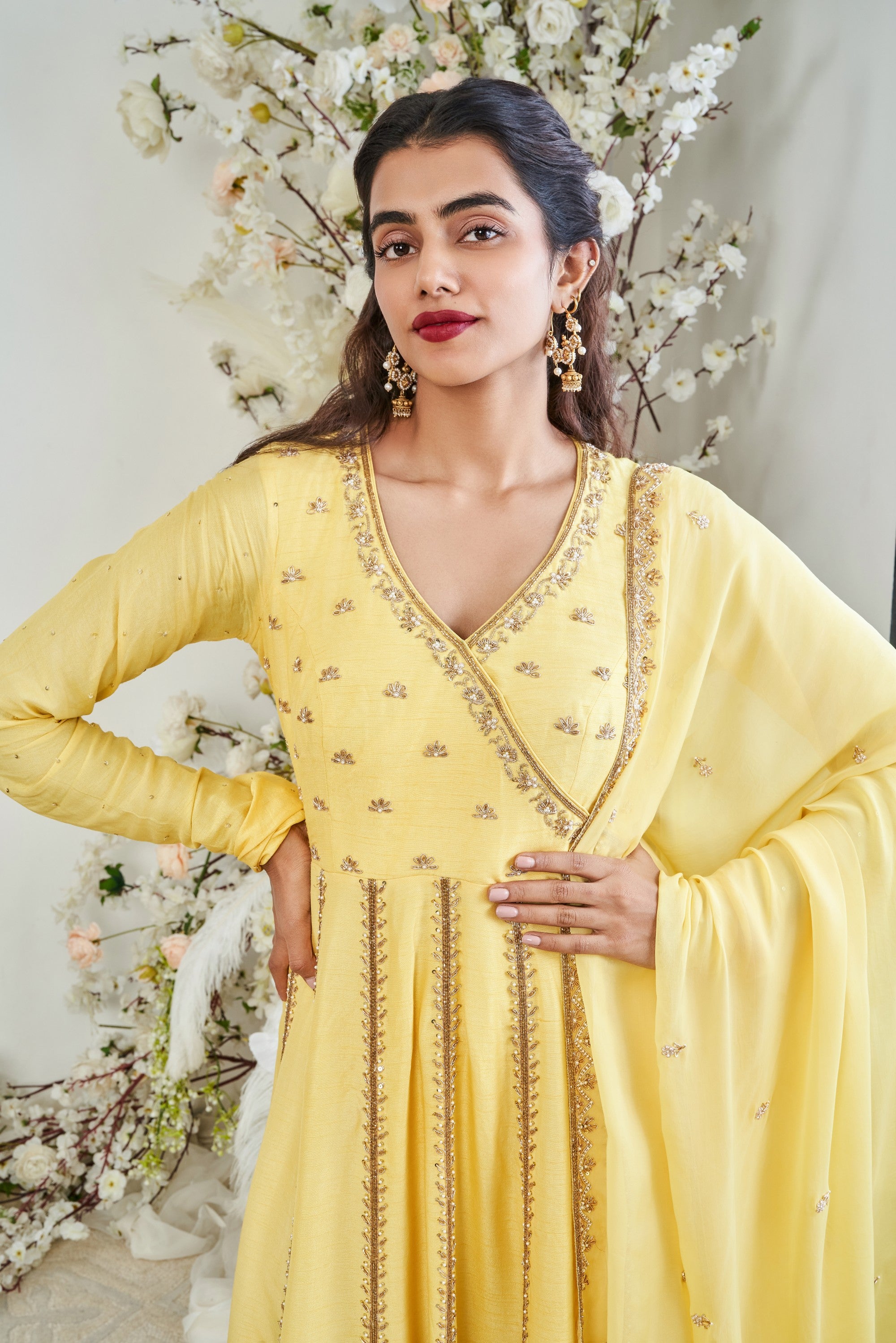Yellow Embroidered Anarkali Set