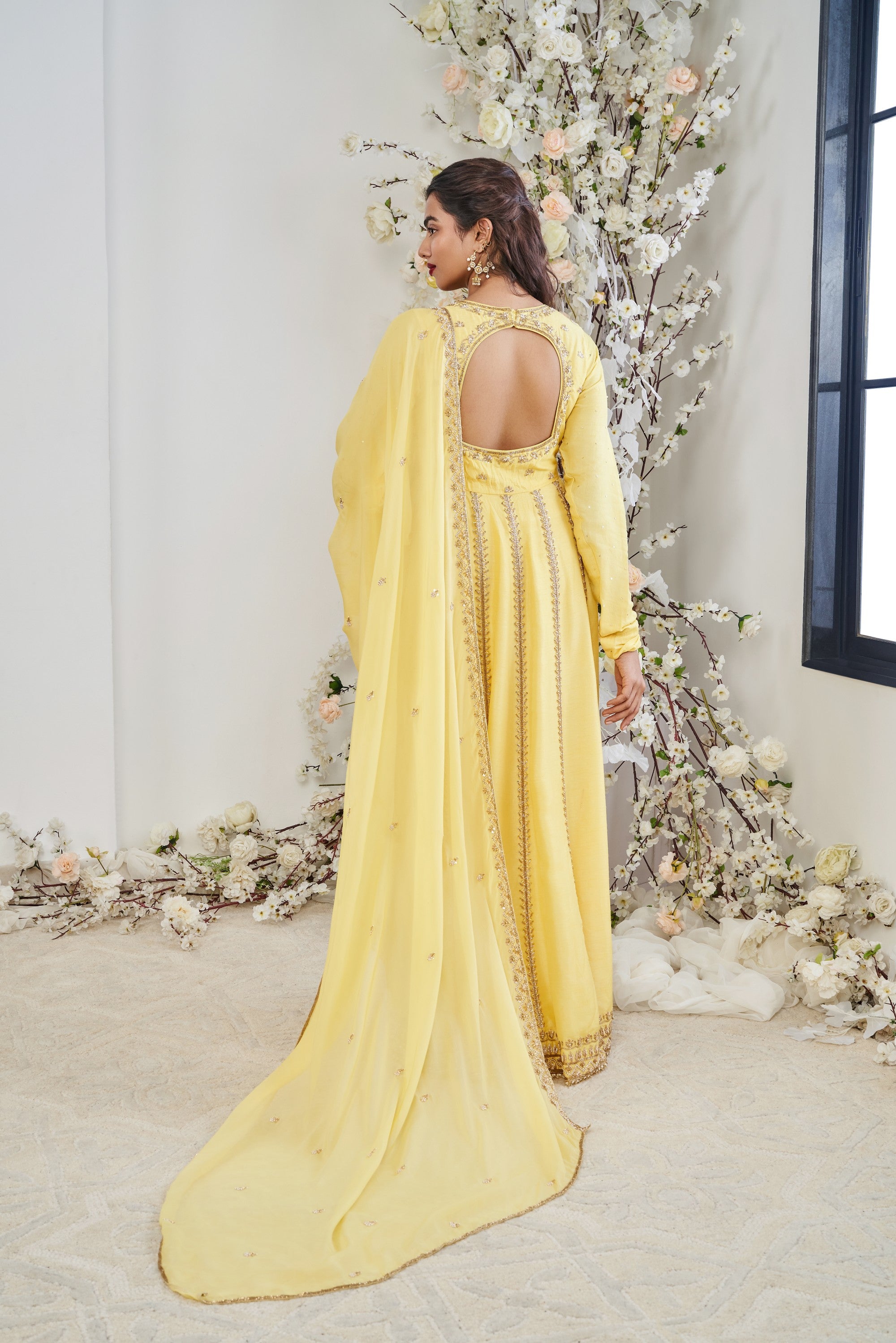 Yellow Embroidered Anarkali Set