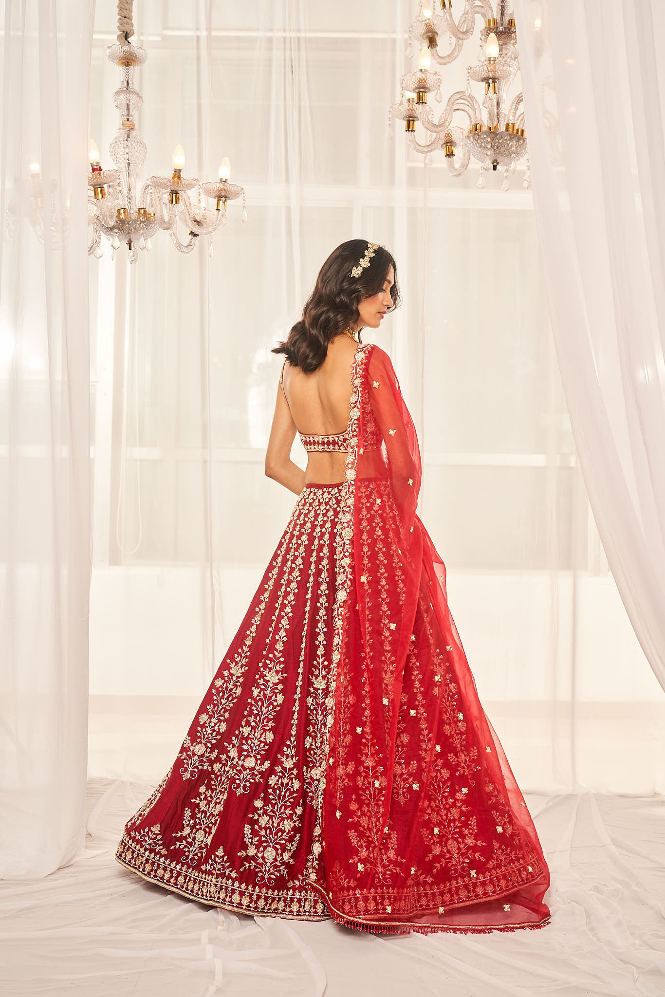 CHERRY RED LEHENGA SET