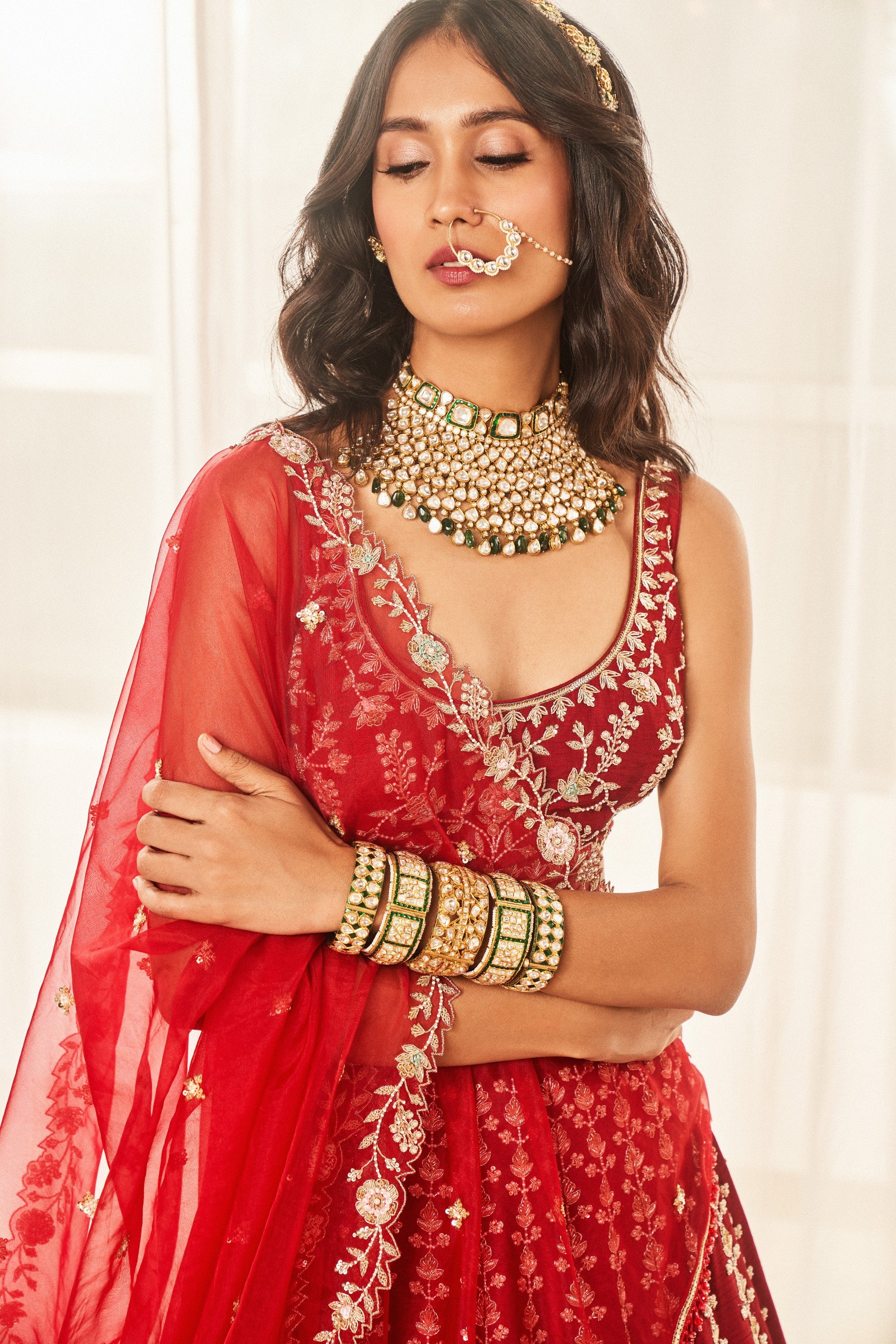 CHERRY RED LEHENGA SET