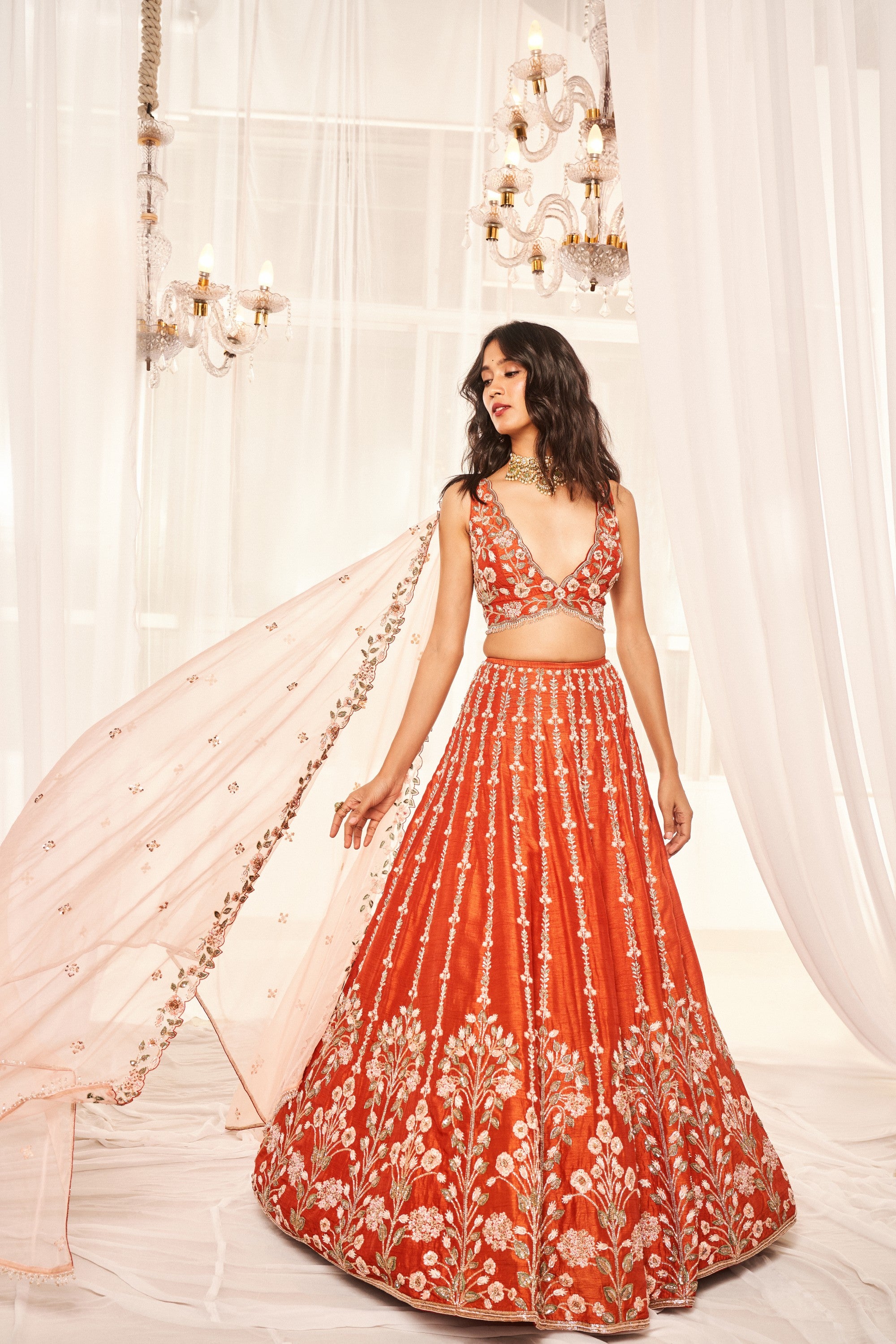 BURNT ORANGE LEHENGA SET