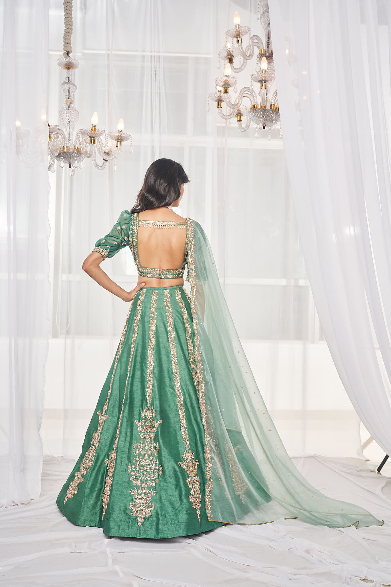 TEAL GREEN LEHENGA SET