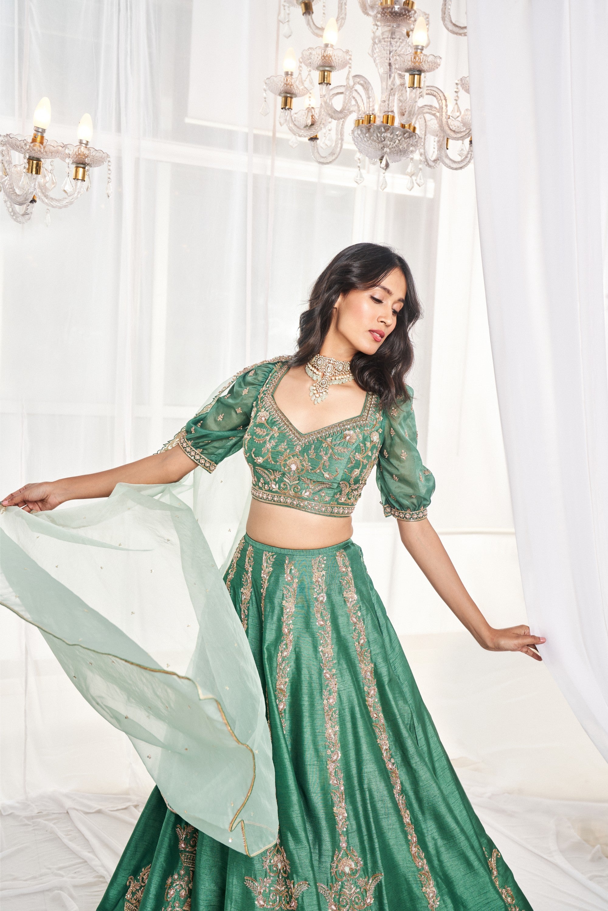 TEAL GREEN LEHENGA SET