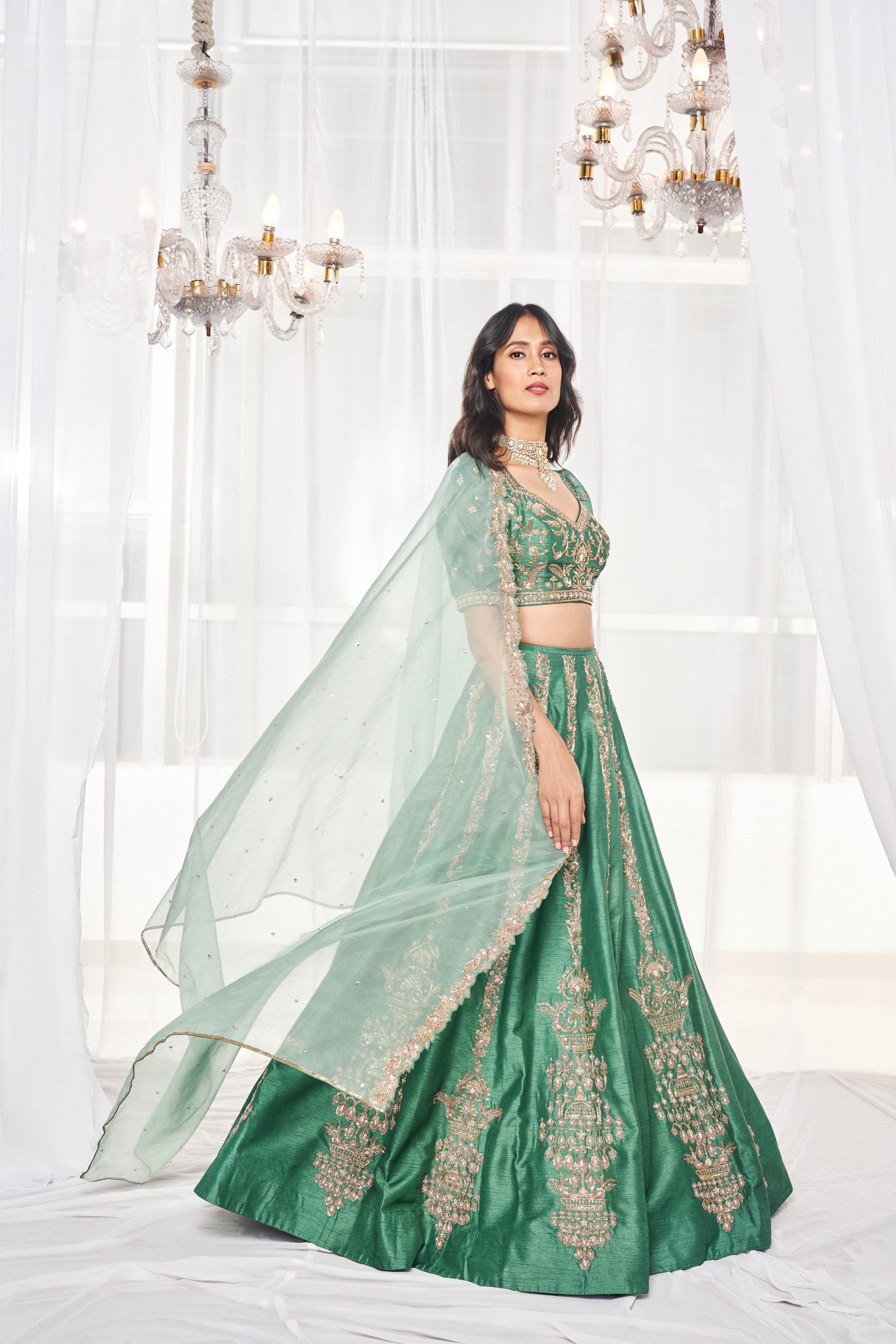 TEAL GREEN LEHENGA SET