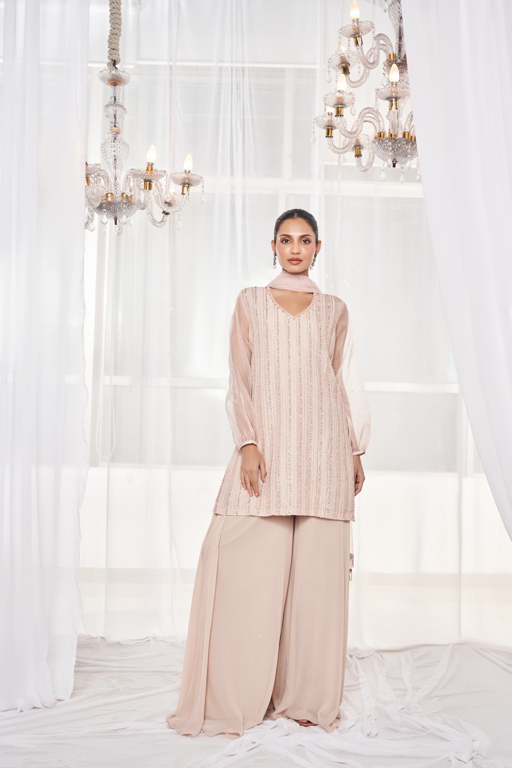 Geometric Embroidered Pant Set