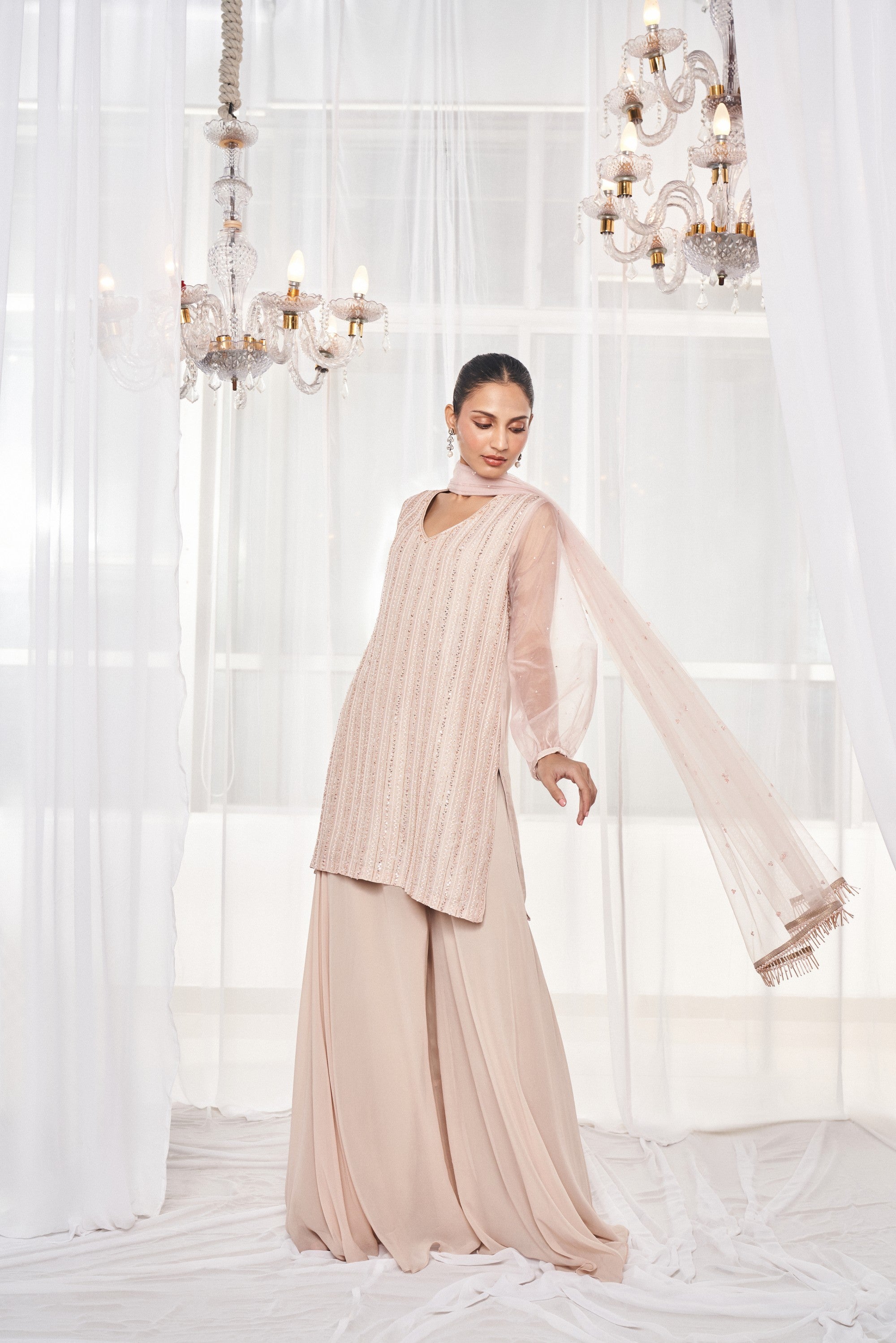 Geometric Embroidered Pant Set