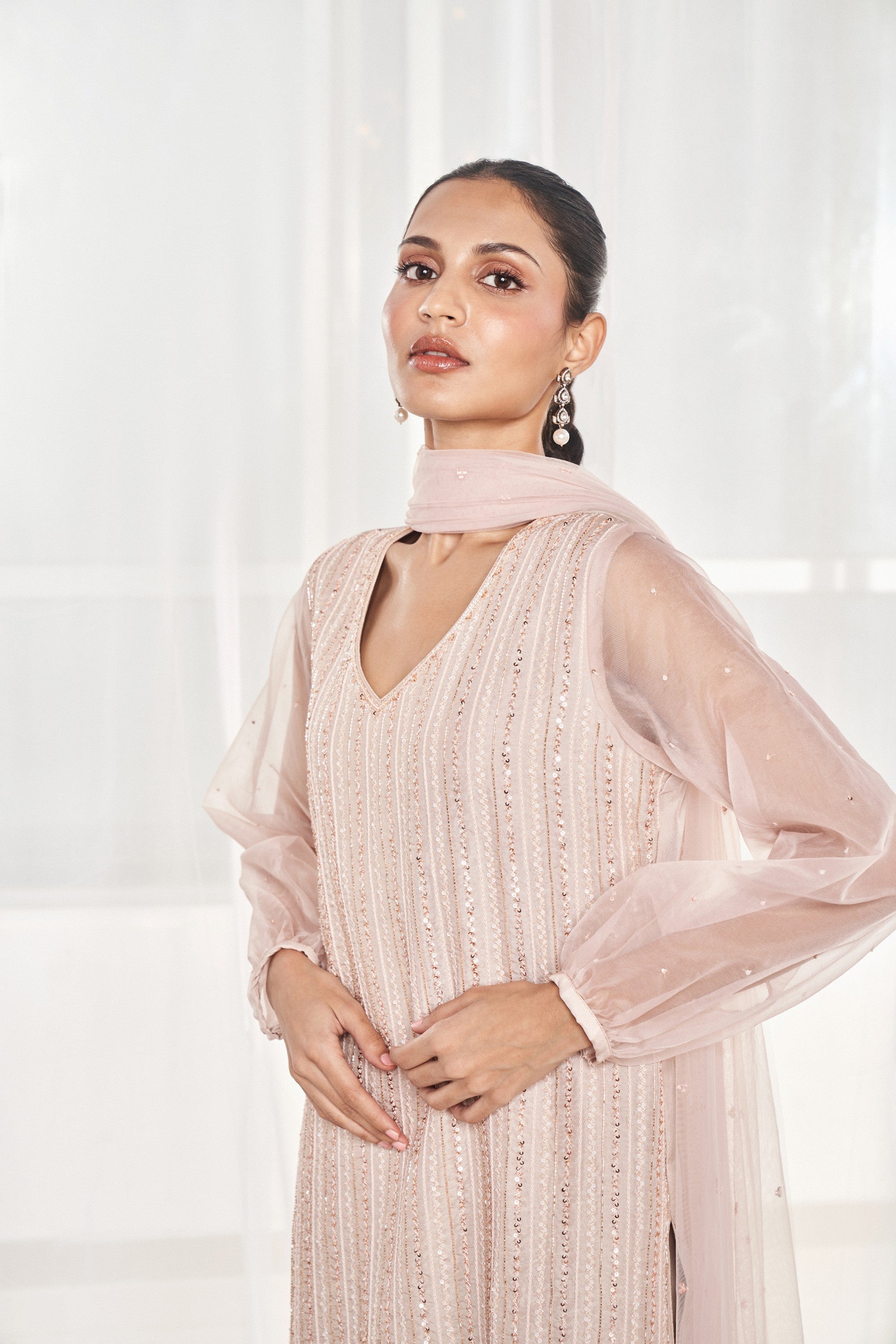 Geometric Embroidered Pant Set