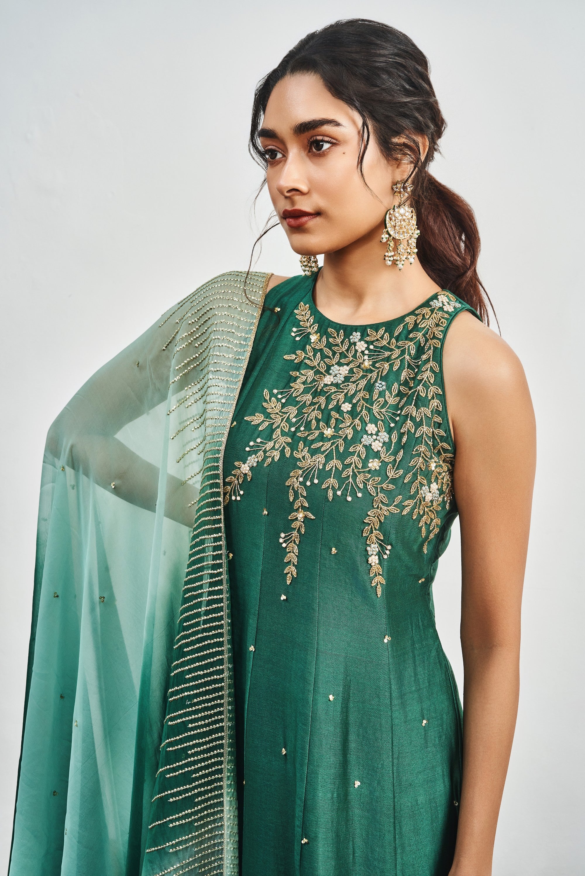 Bottle Green Kalidaar Set