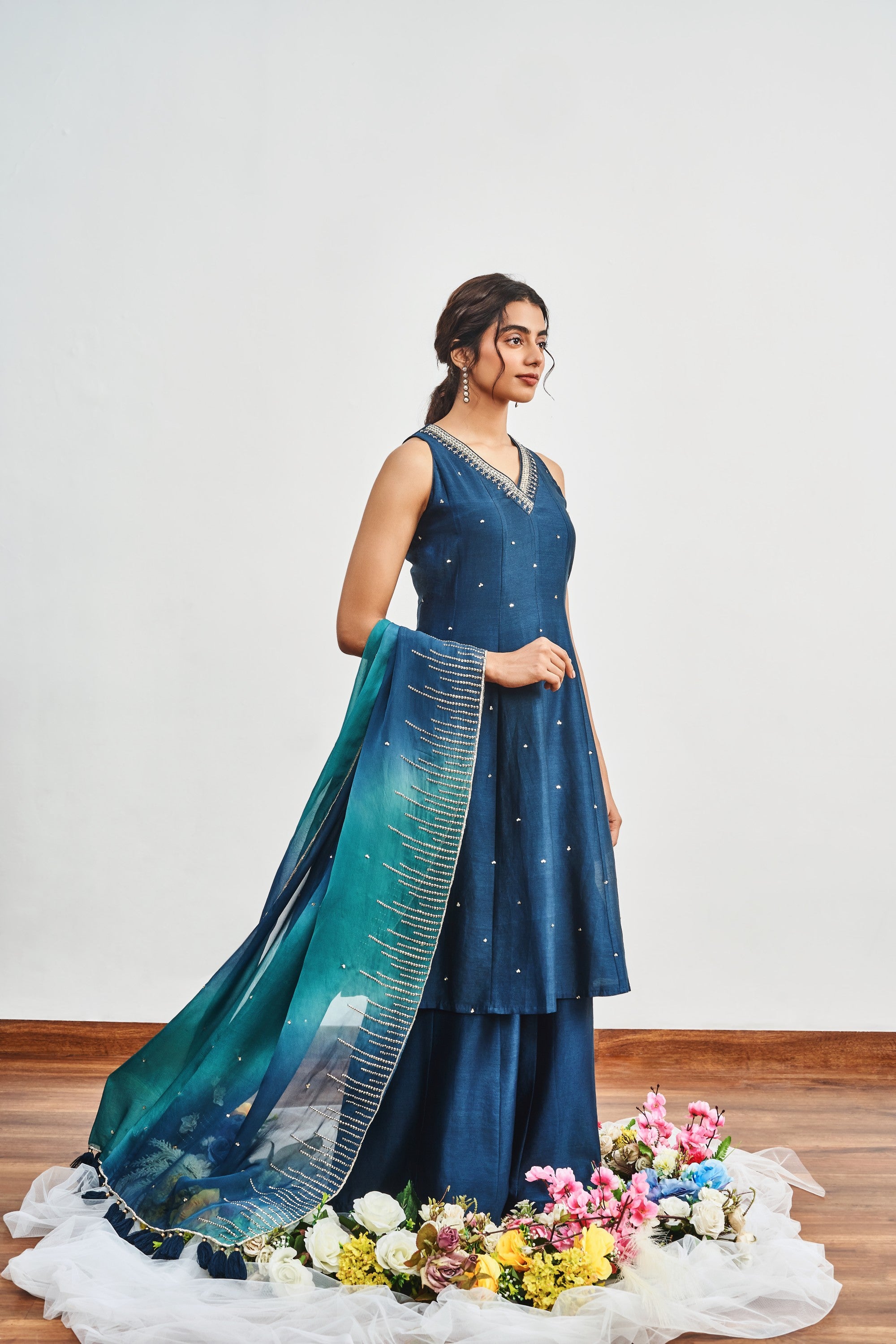Teal Blue Kalidaar Set