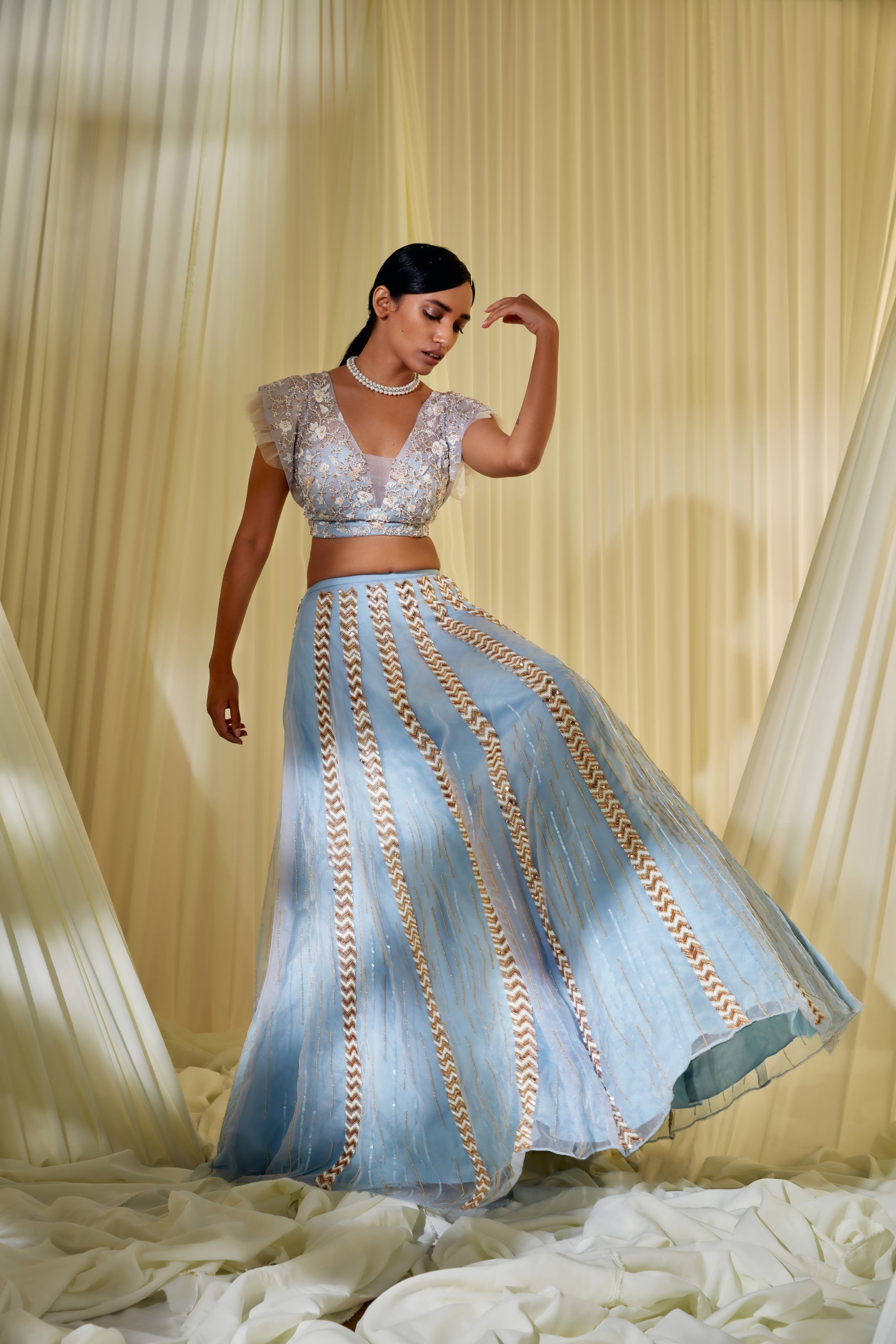 Powder Blue Bridal Lehenga Set