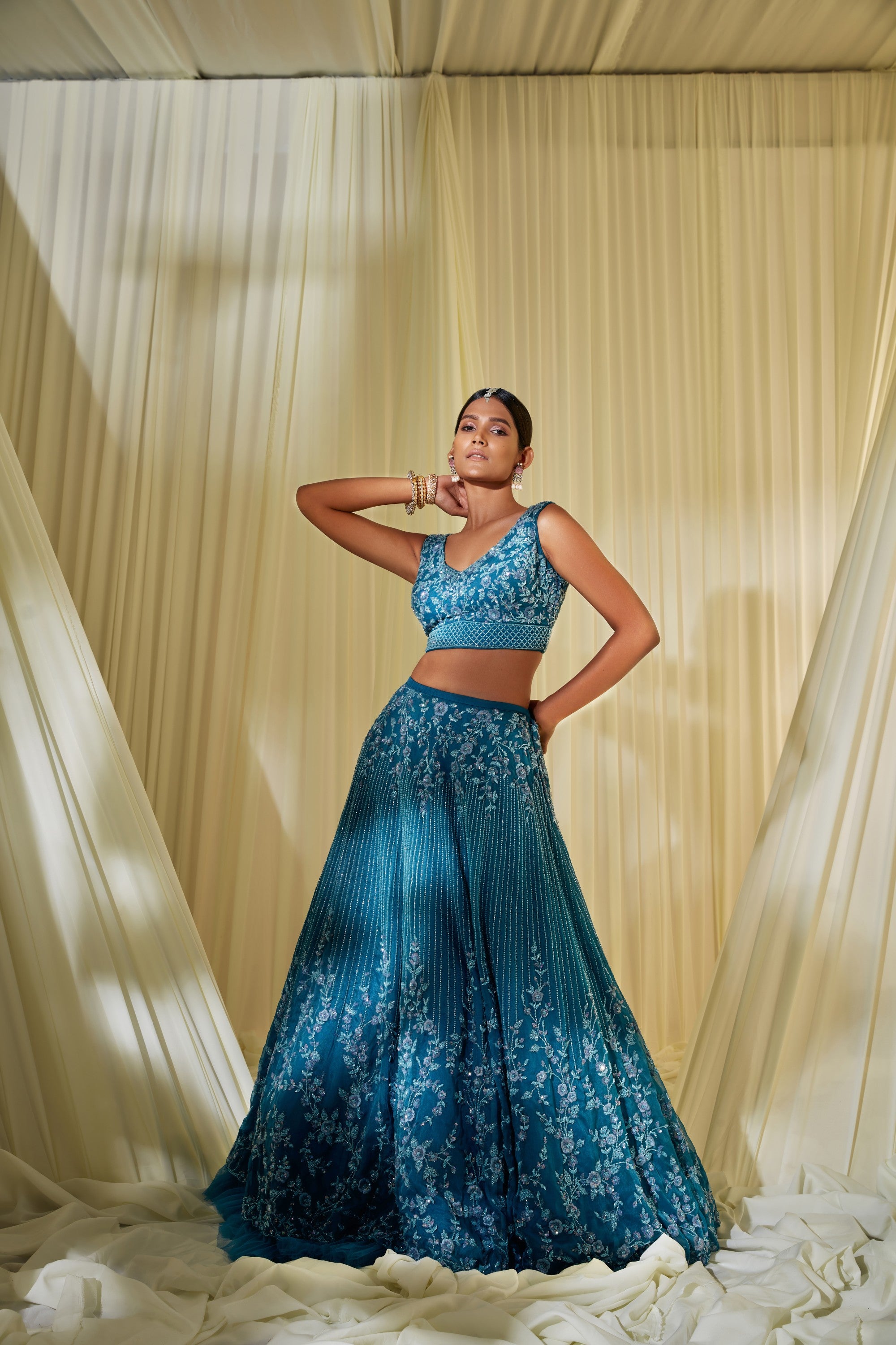 Teal Blue Bridal Lehenga Set