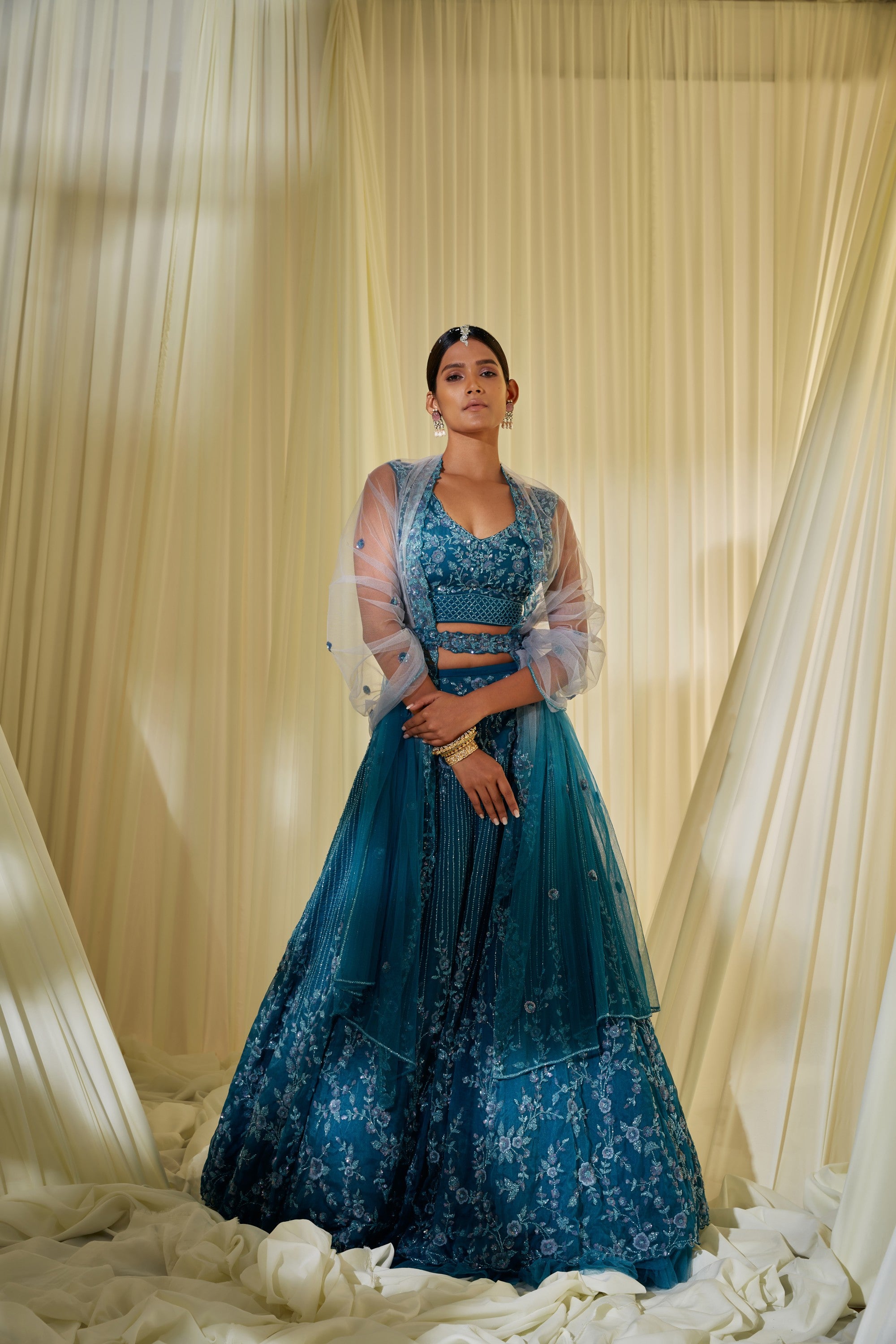 Teal Blue Bridal Lehenga Set