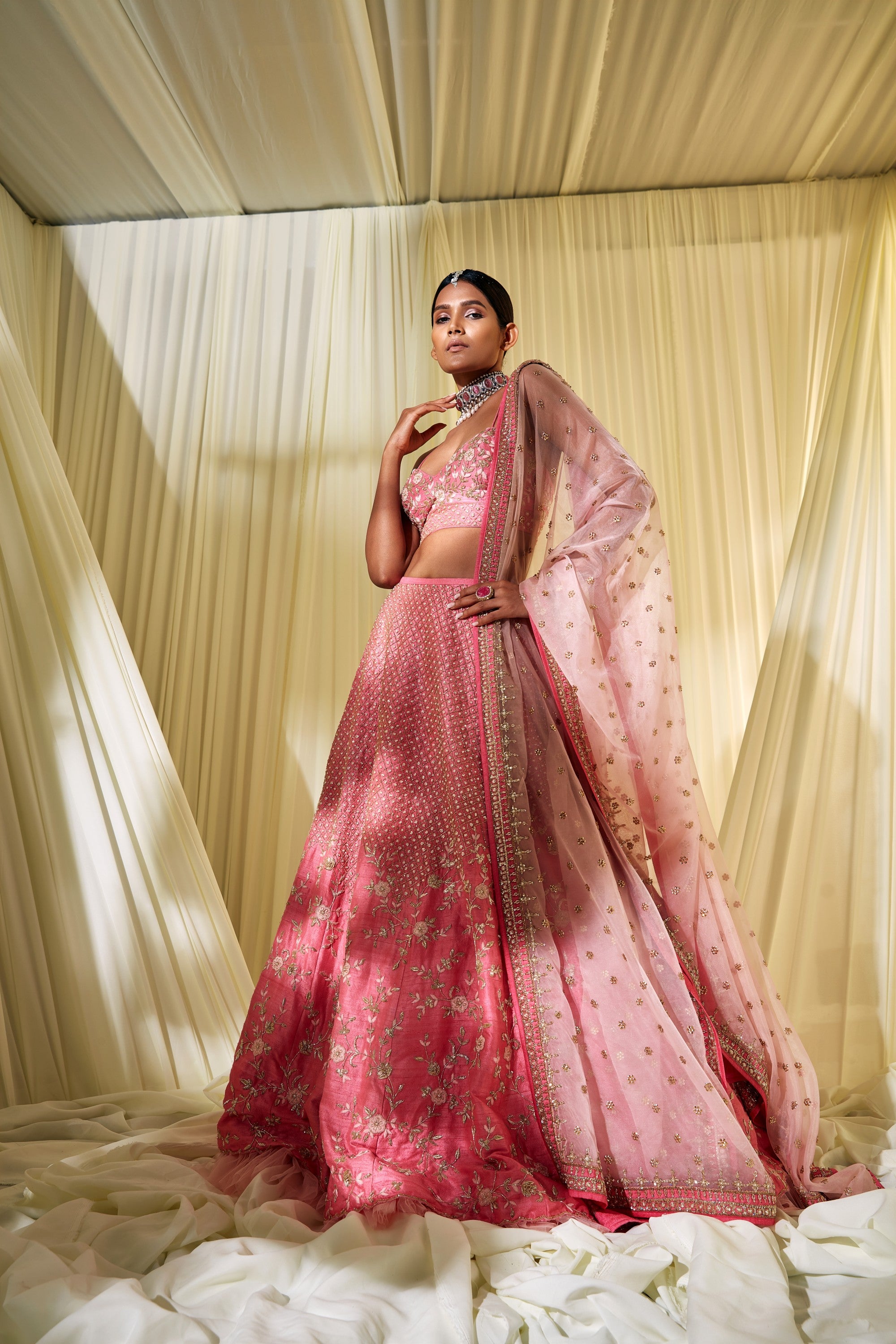 Rose Pink Bridal Lehenga Set