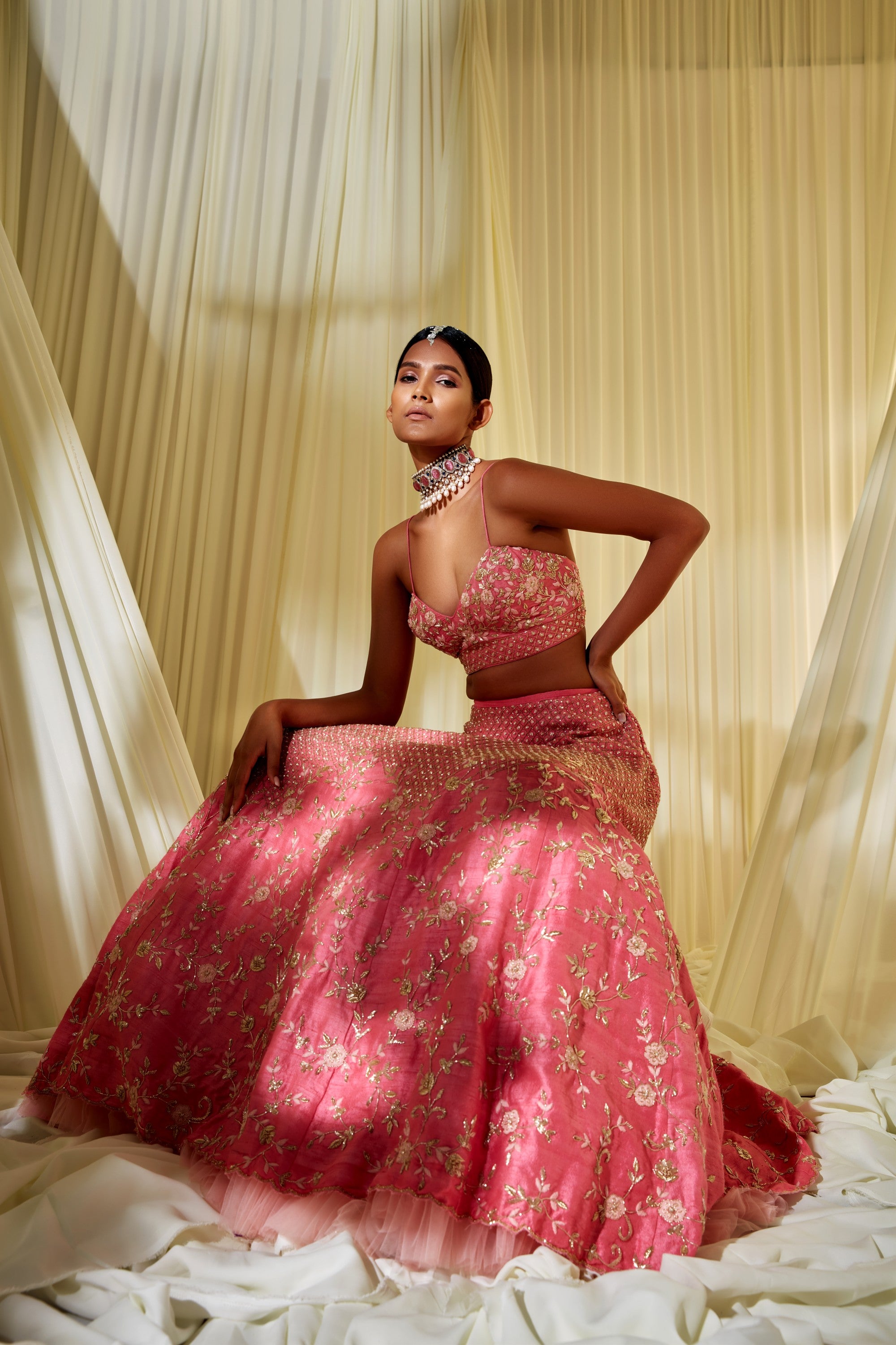 Rose Pink Bridal Lehenga Set