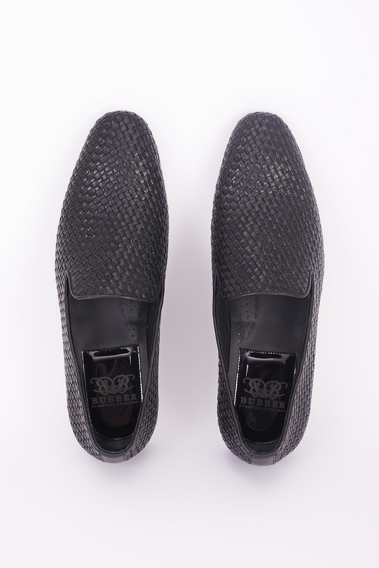 Black mesh Italian leather mocassin shoes