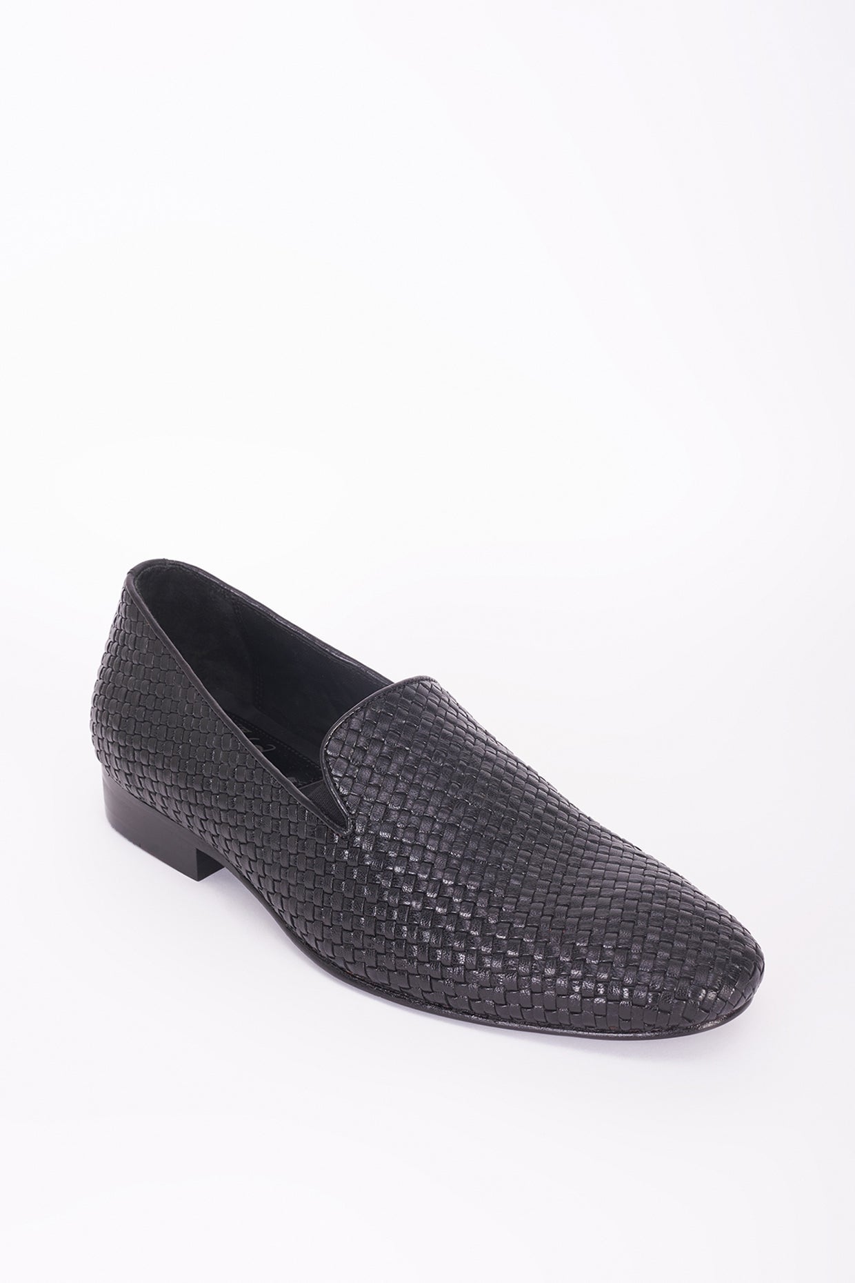 Black mesh Italian leather mocassin shoes